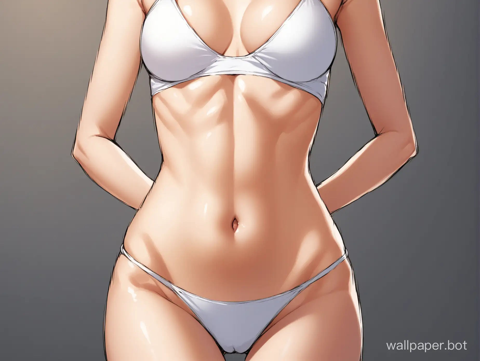 woman with a slim figure  open slim flat  abdomen