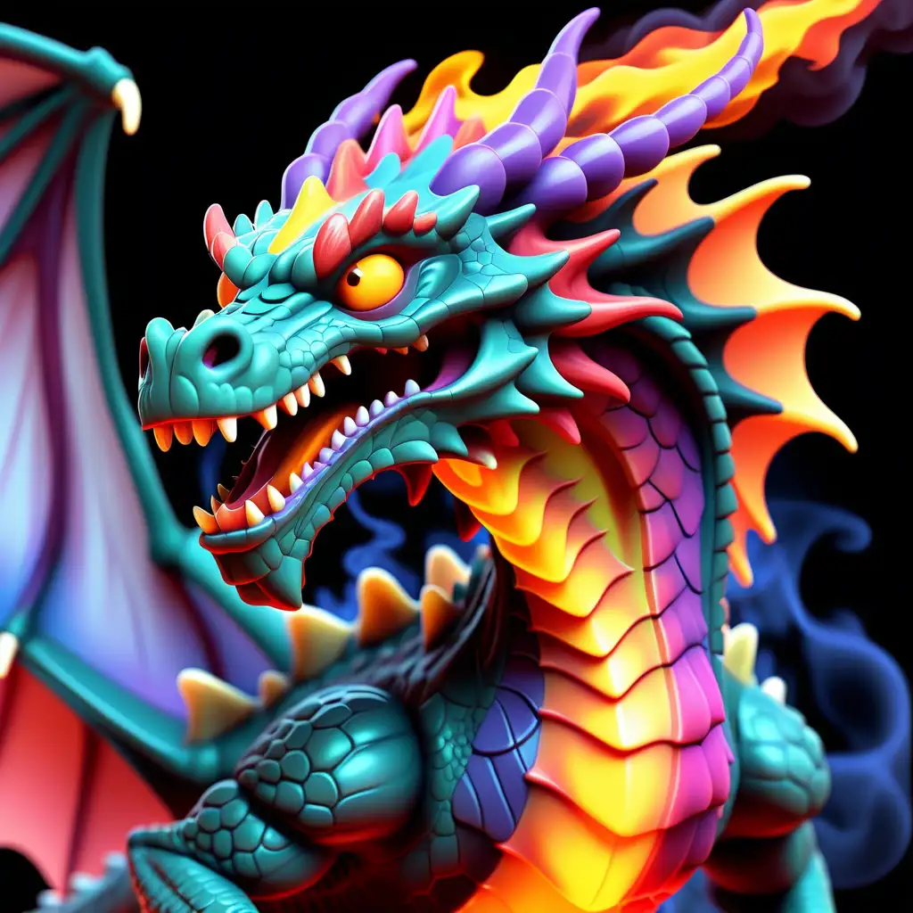 Vibrant Animated Dragon Breathing Fire