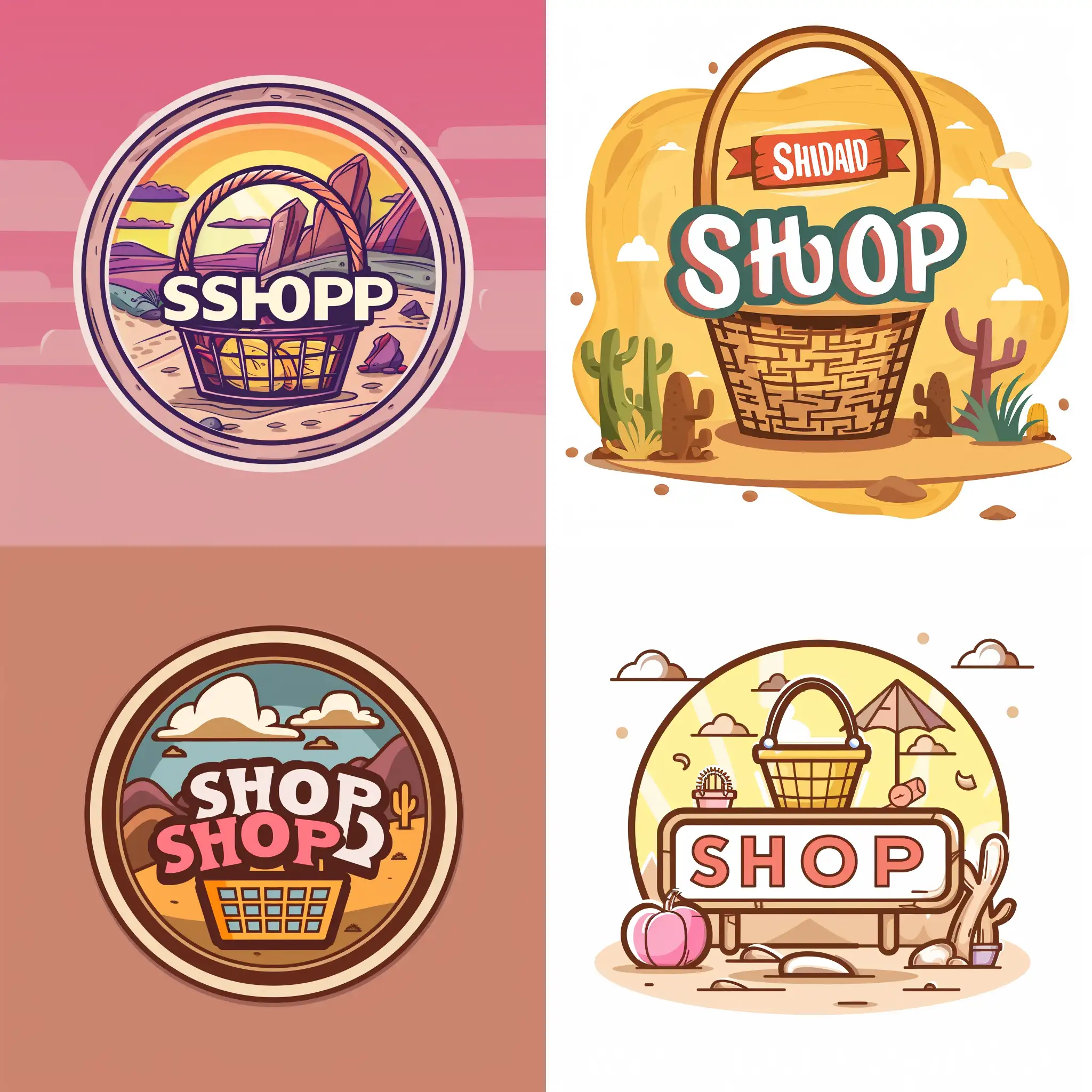 Desert-Shop-Landscape-Ecommerce-Website-Logo-with-Text-and-Basket