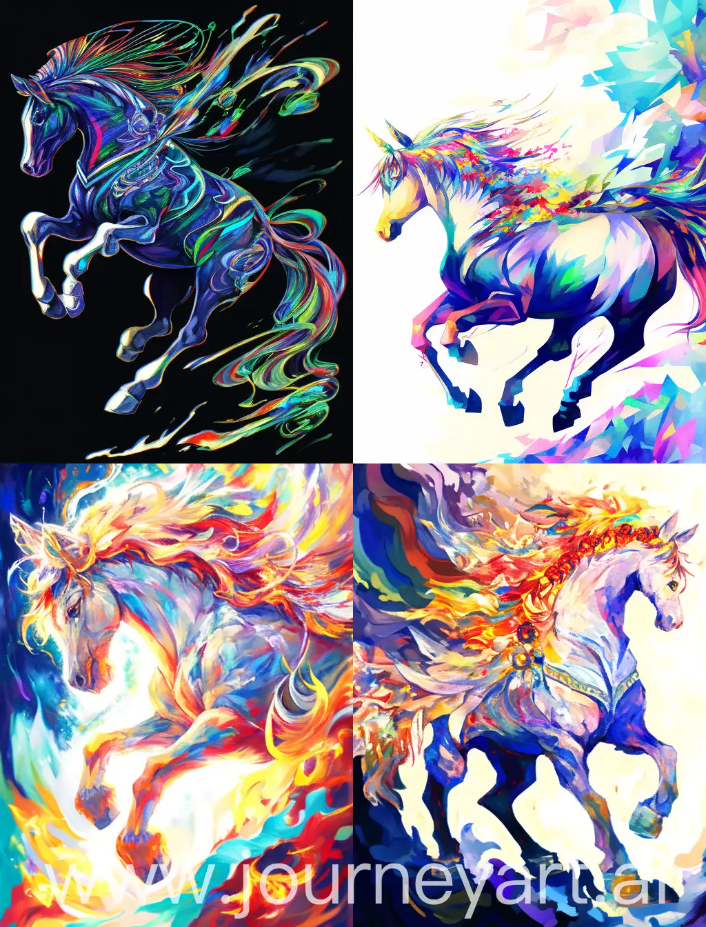 Vibrant-Horse-Artwork-A-Stunning-Equine-Masterpiece-in-Niji-4-Colors