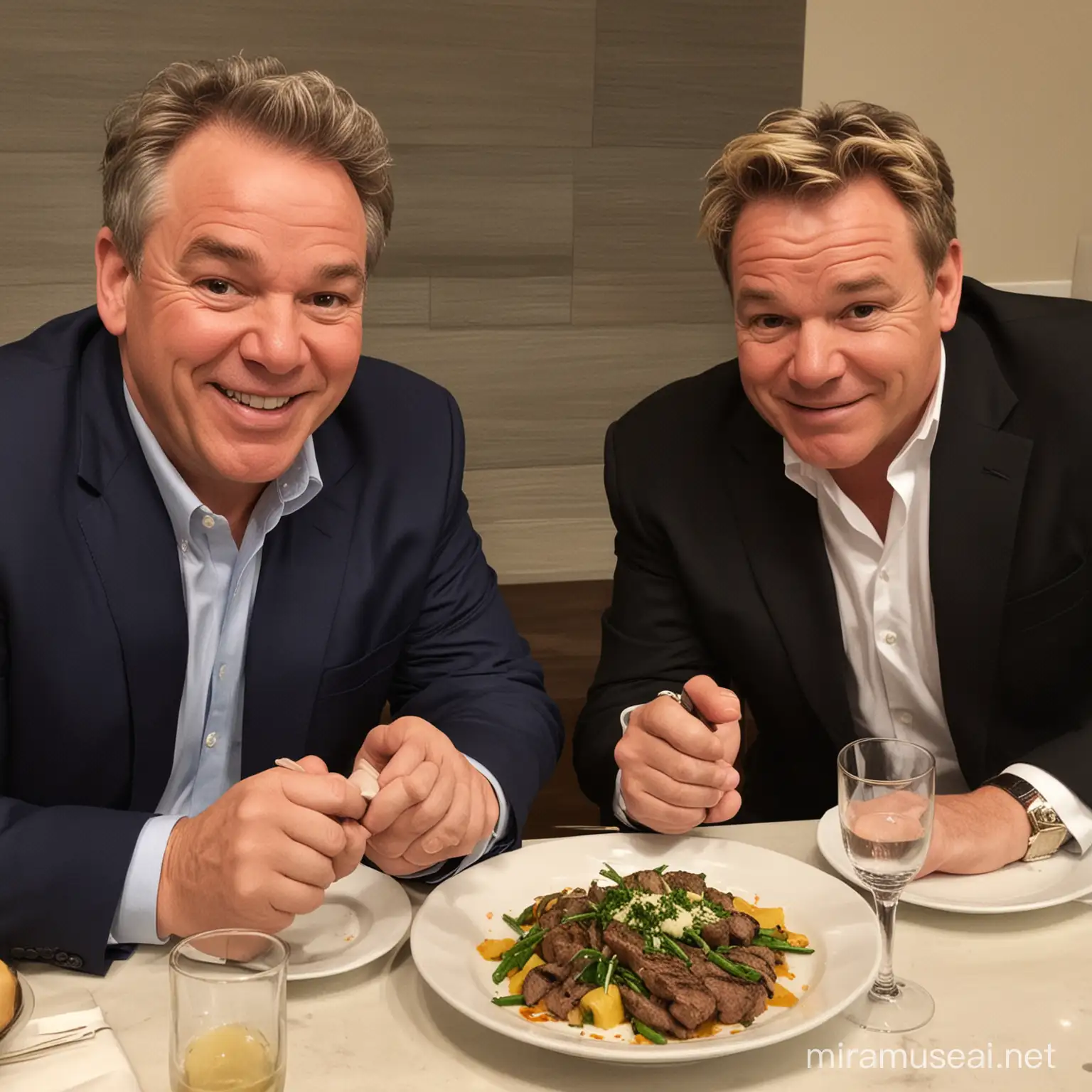 R.C. Sproul and Gordon Ramsay having dinner together.