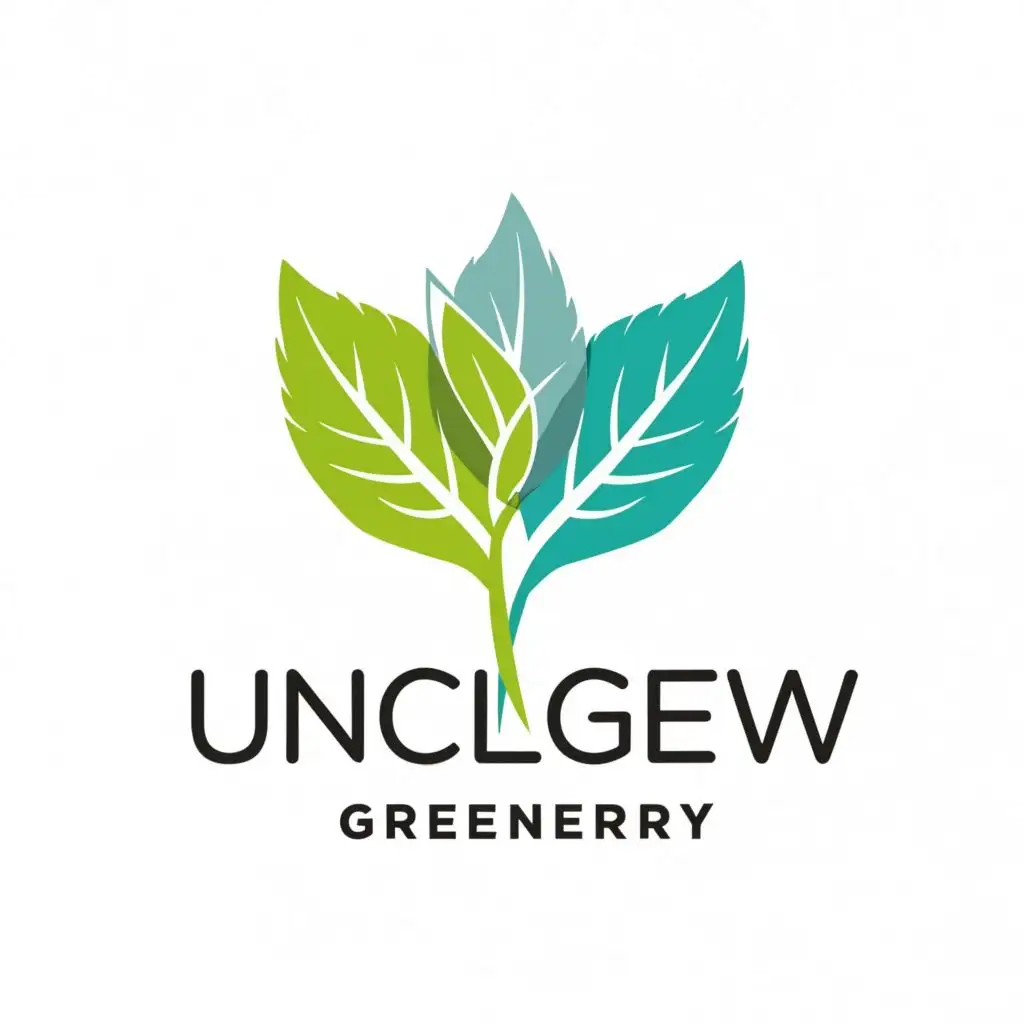 logo, Leaf, with the text "UncleGew Greenery", typography, be used in Medical Dental industry