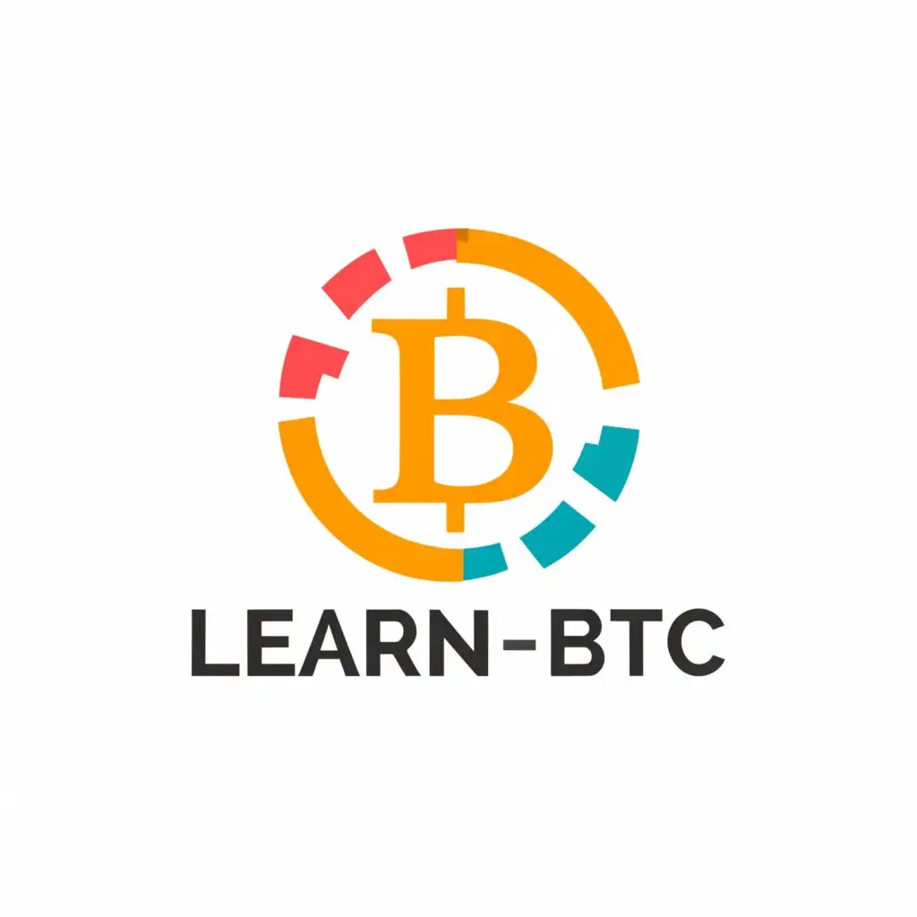 a logo design,with the text "LearnBTC", main symbol:Bitcoin,Minimalistic,be used in Education industry,clear background