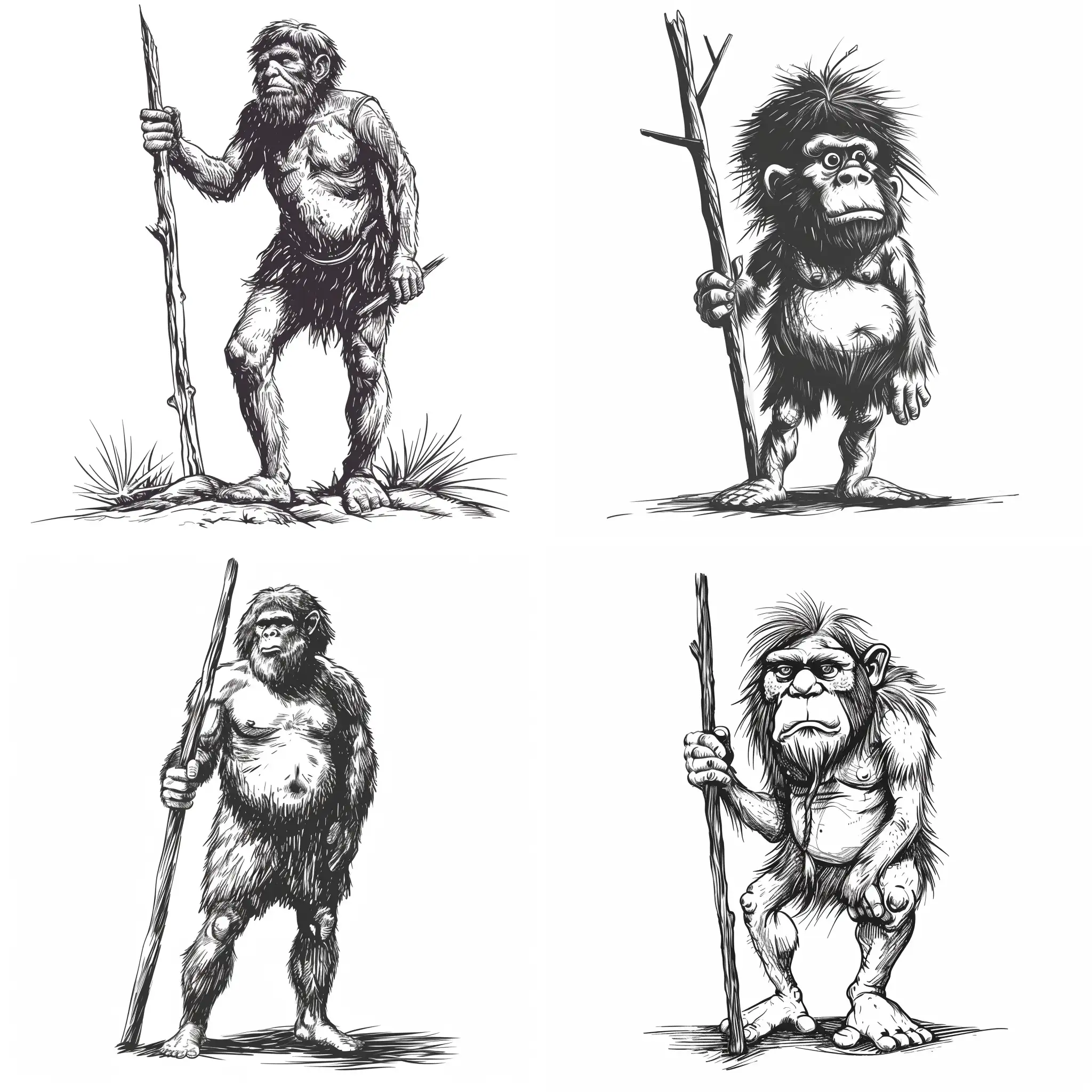 Primitive-Man-Posing-with-Stick-in-Vector-Sketch-Drawing