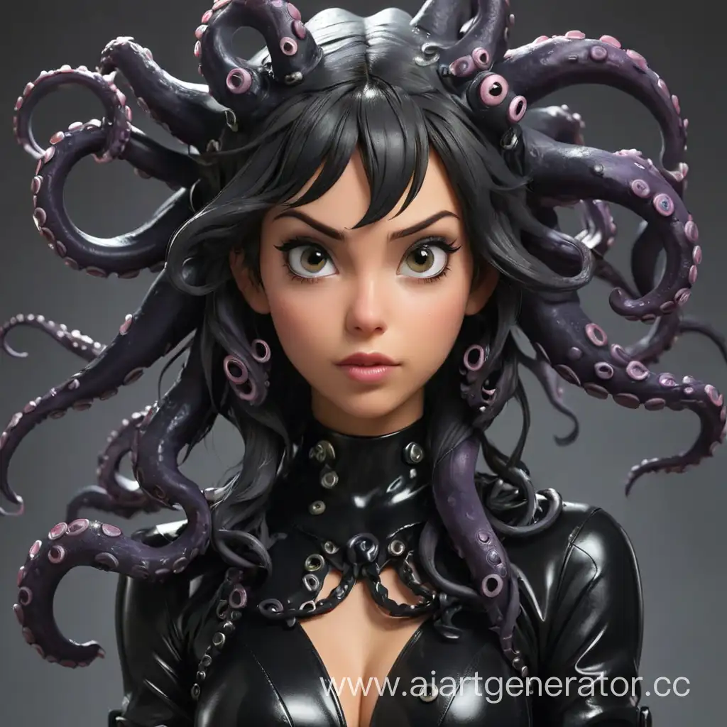 Latex-Furry-Octopus-Girl-with-Tentacle-Hair