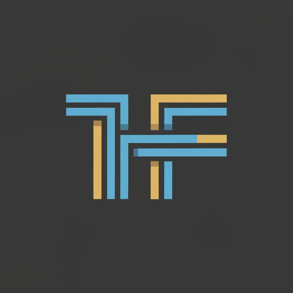 a logo design, with the text 'TF', main symbol: Letters with stripes inside, Moderate, be used in Technology industry, clear background, rounded corners, only blue color, seperate letters