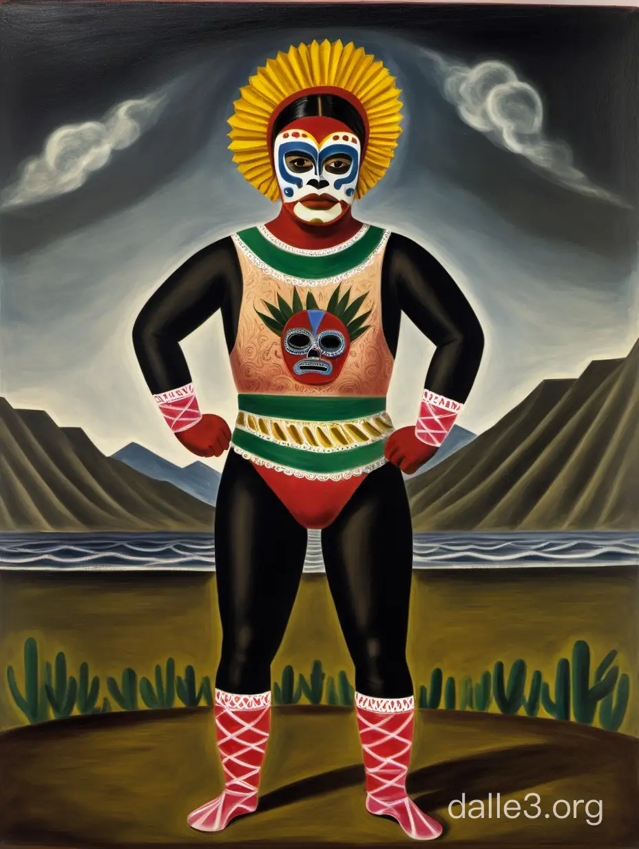 frida kahlor painting of a mexican wrestler 1950s