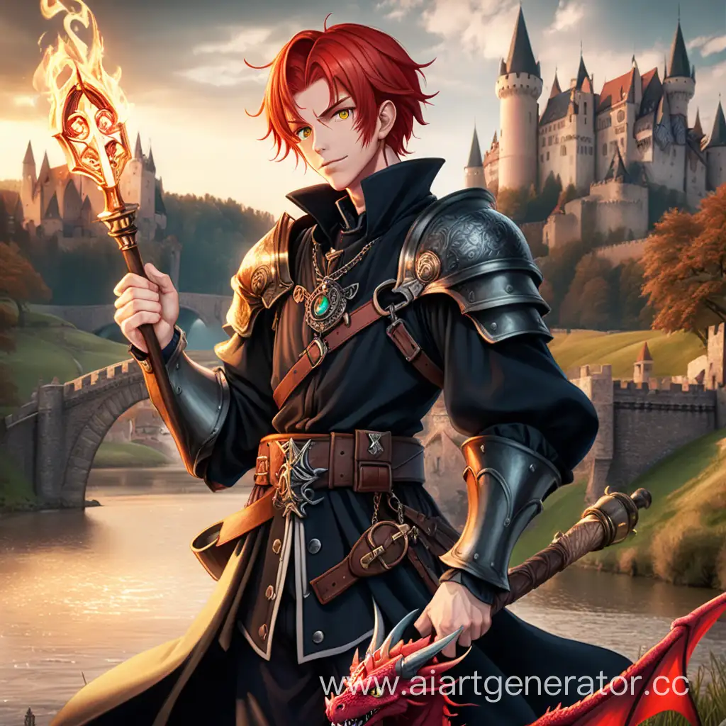 RedHaired-Anime-Mage-with-Demonic-Staff-in-Medieval-Castle-Landscape