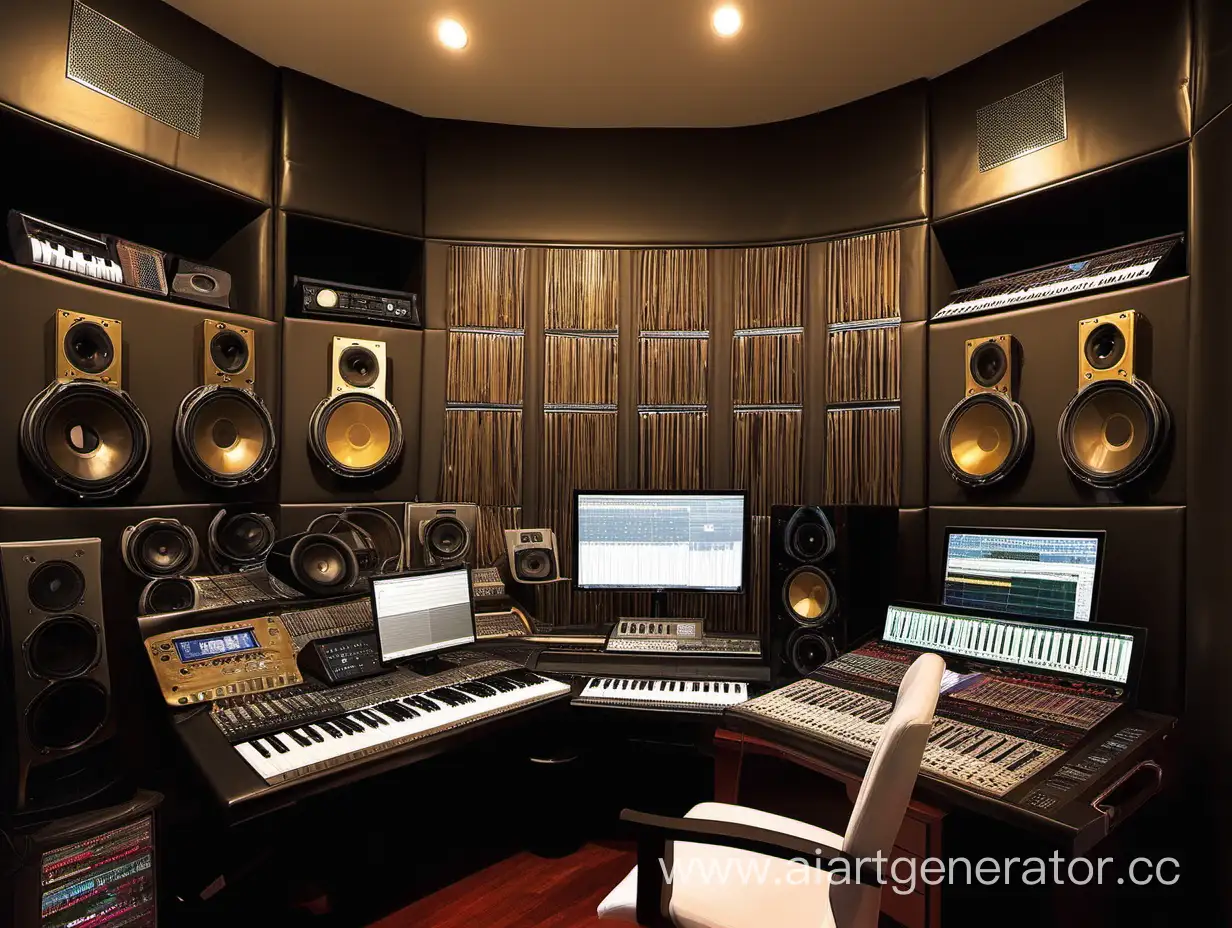 The music producer's office is expensive and rich