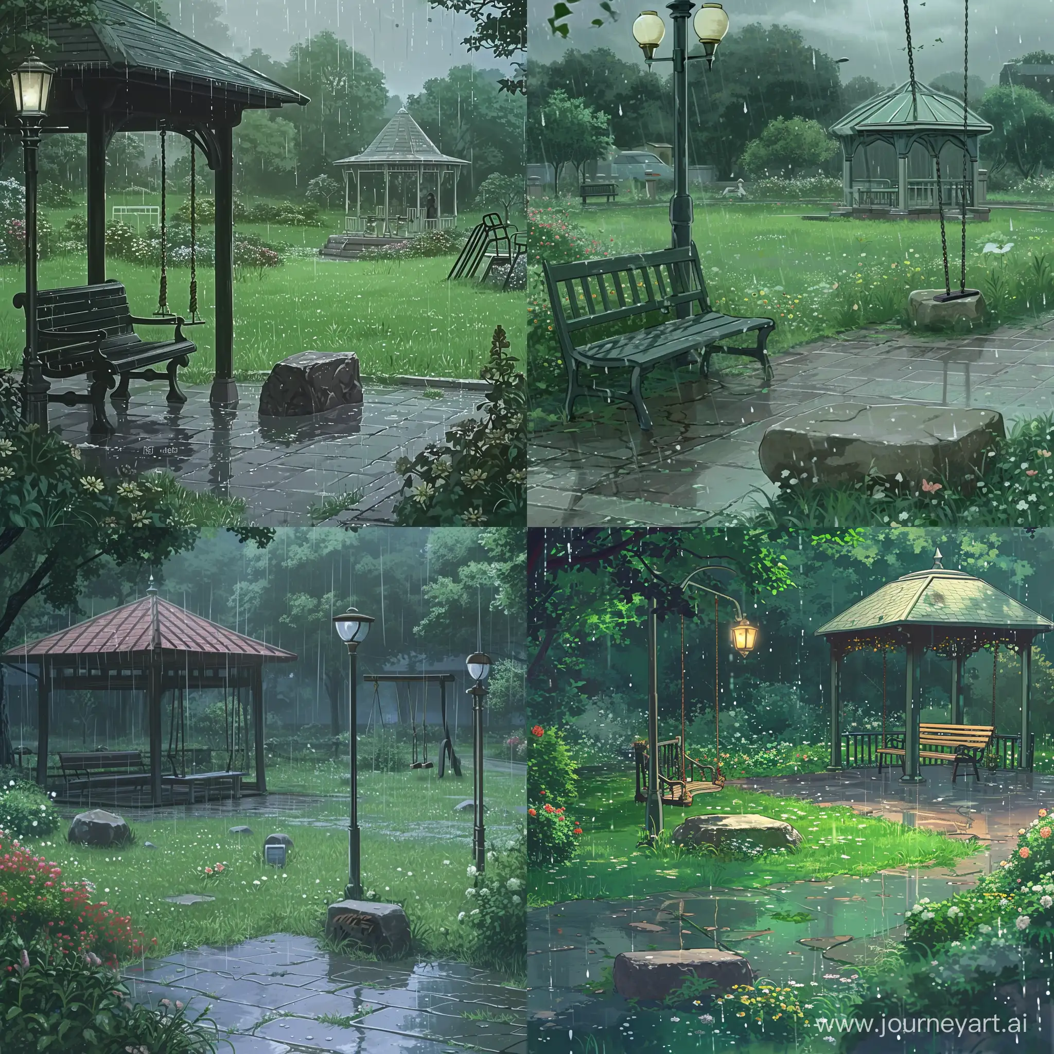 Makoto-Shinkai-Inspired-Anime-Scene-Rainy-Day-in-the-Enchanted-Park
