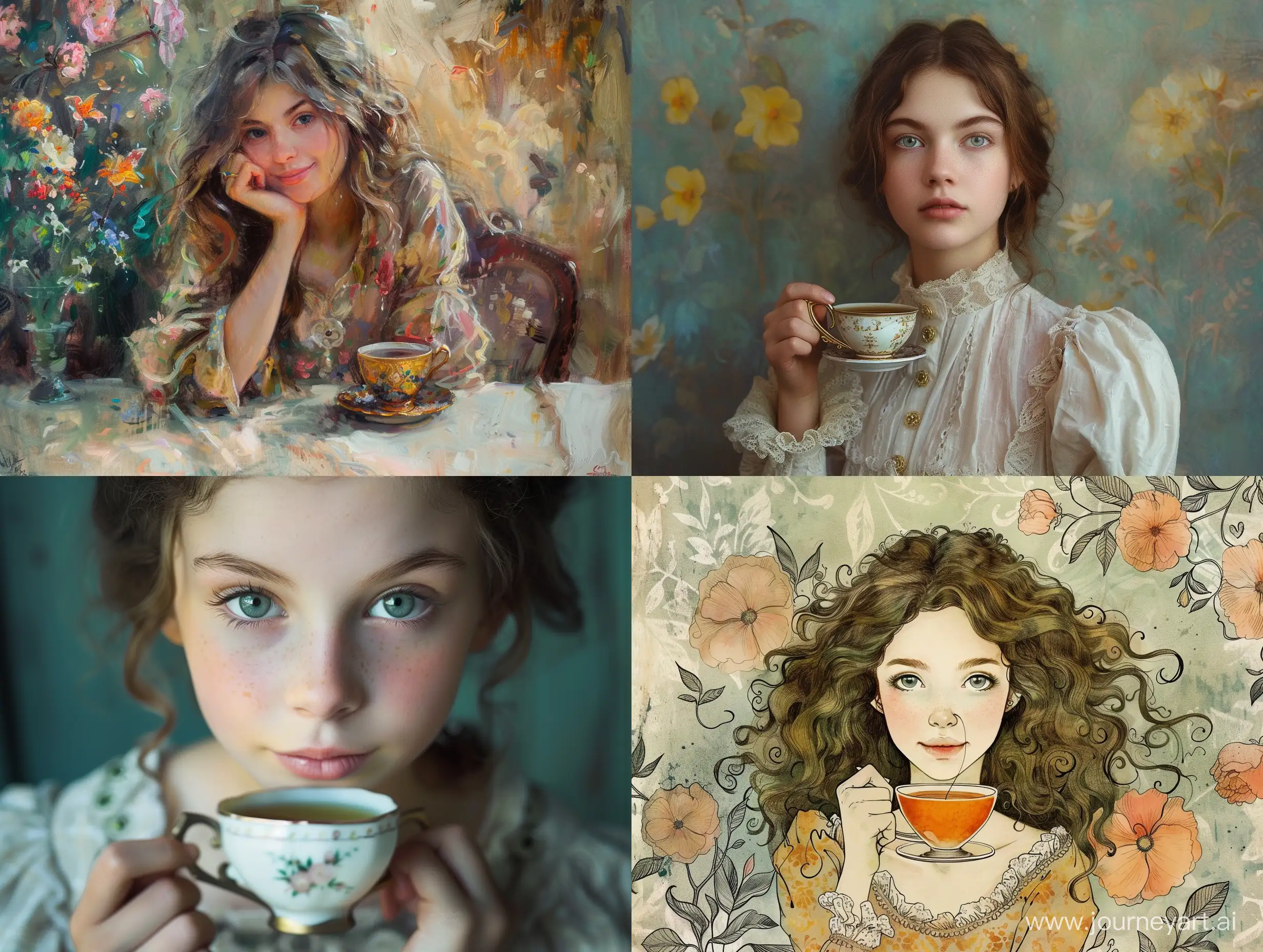 Девушка  с чаем