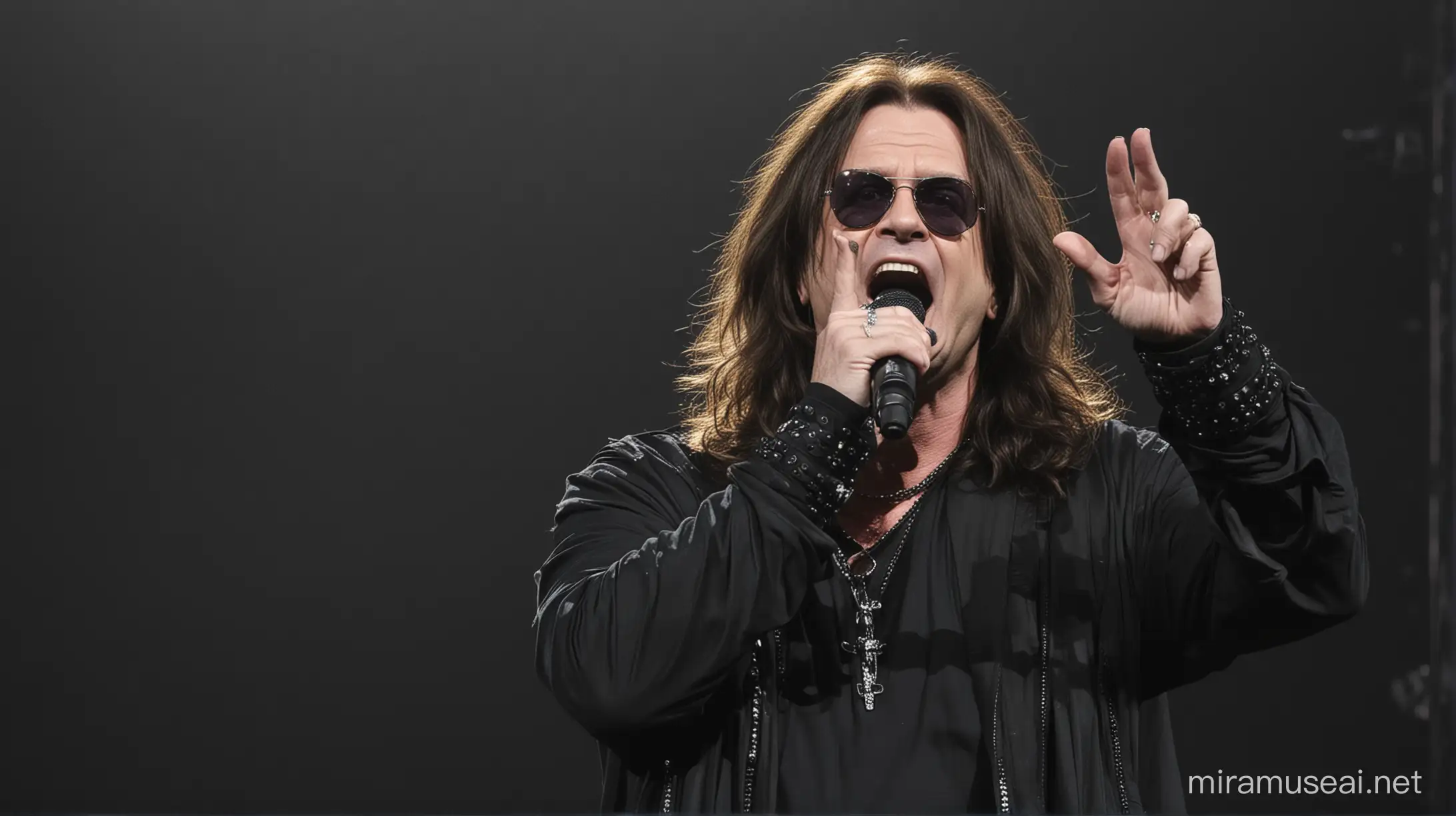 Ozzy Osbourne Performing Live on Stage Iconic Rock Legend Energizing Concert Crowd