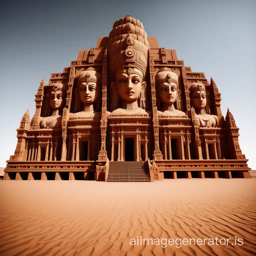 A giant temple carved into desert sandstone