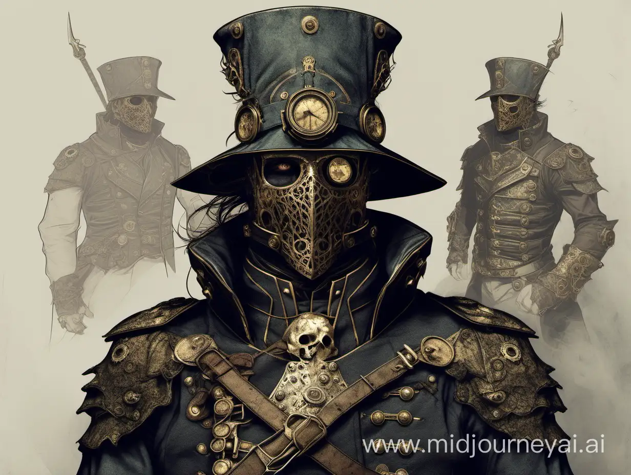 Steampunk Gothic Warrior Napoleon with Ritual Mask
