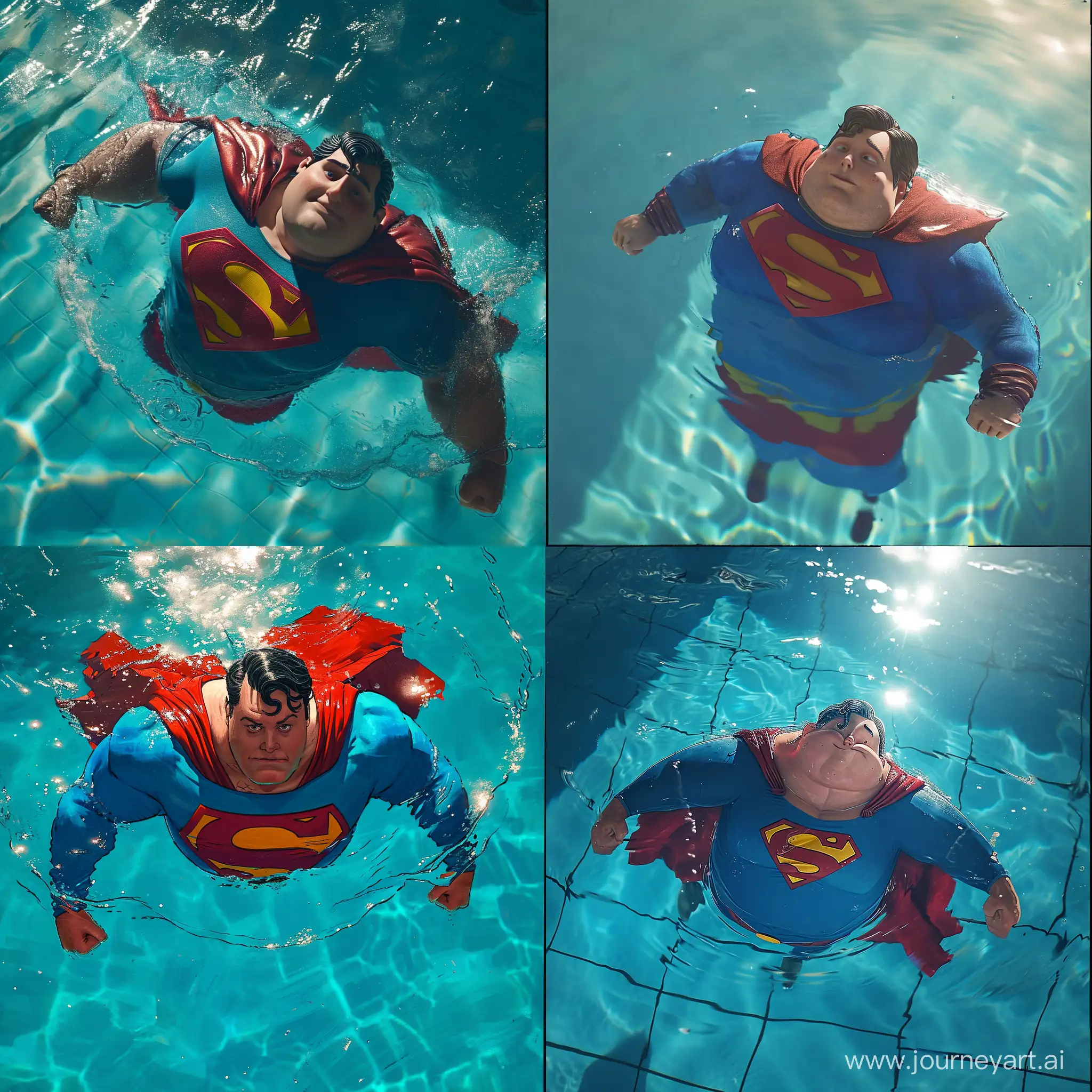 Joyful-Chubby-Superman-Swimming-in-a-Refreshing-Pool