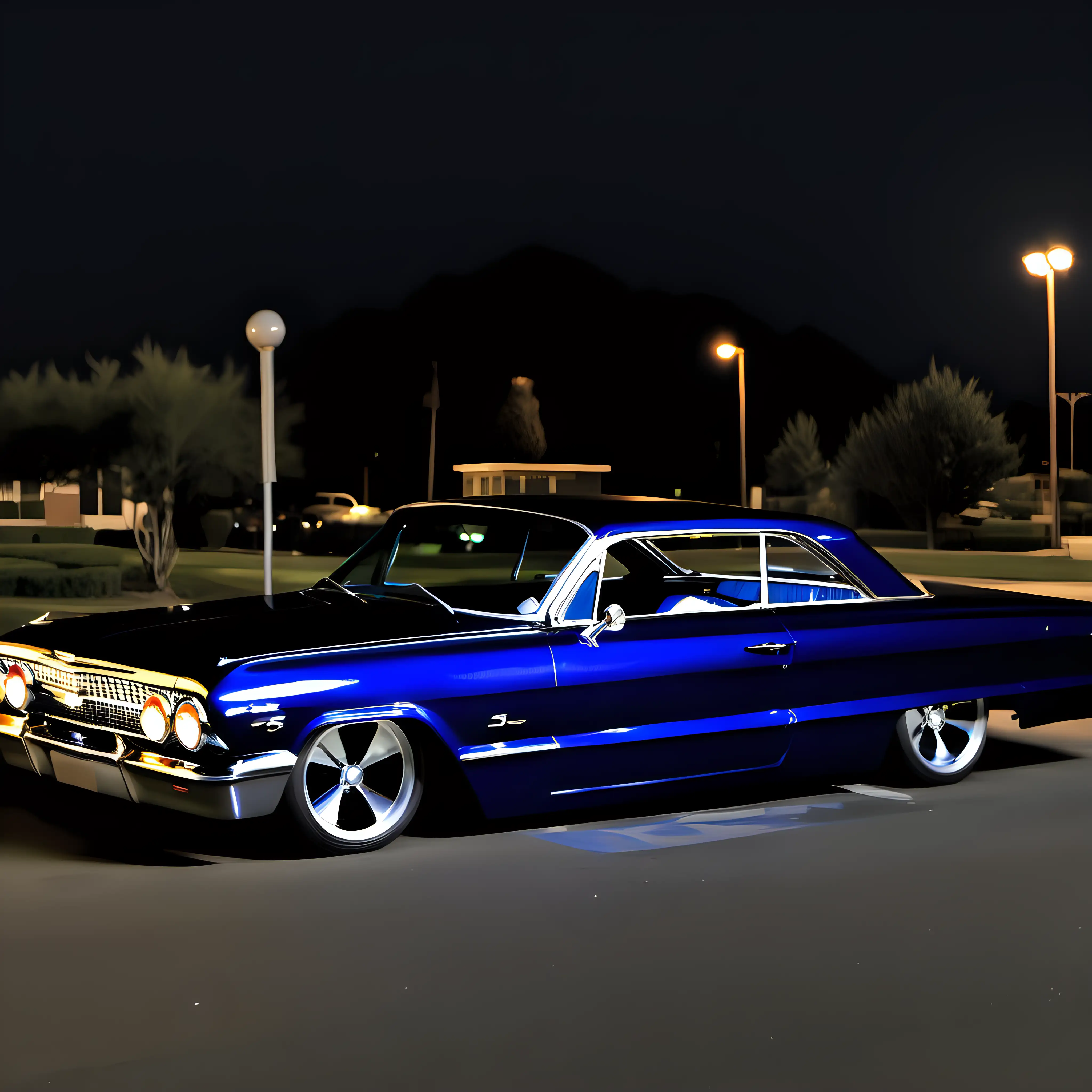 Midnight Elegance Custom 1963 Chevrolet SS Impala in Dark Blue with Mag Wheels