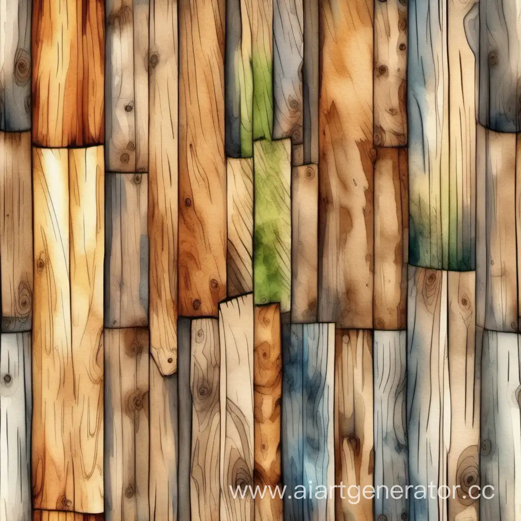 wood boards texture in hand-drawn watercolor style
