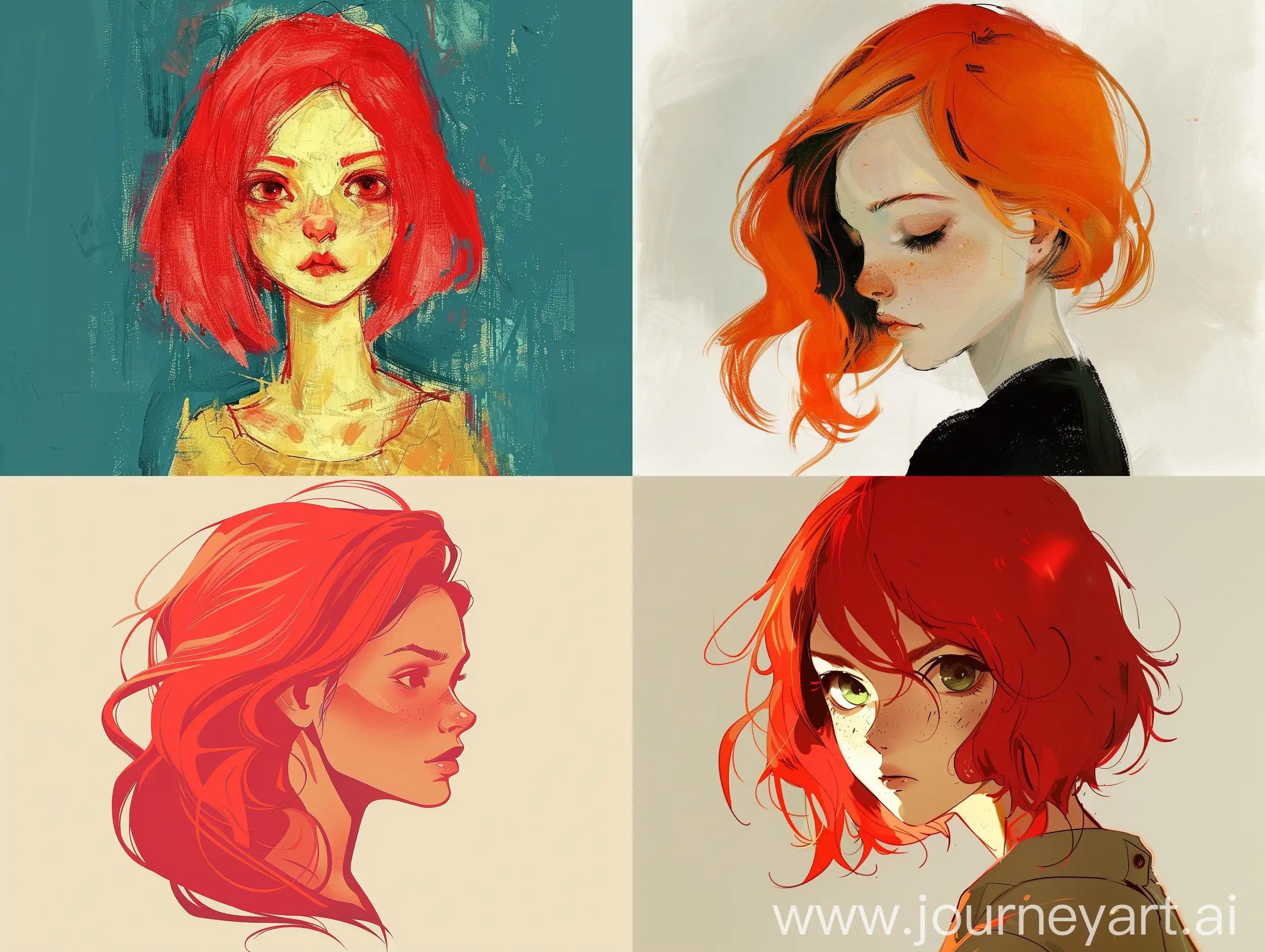 a girl with red hair.