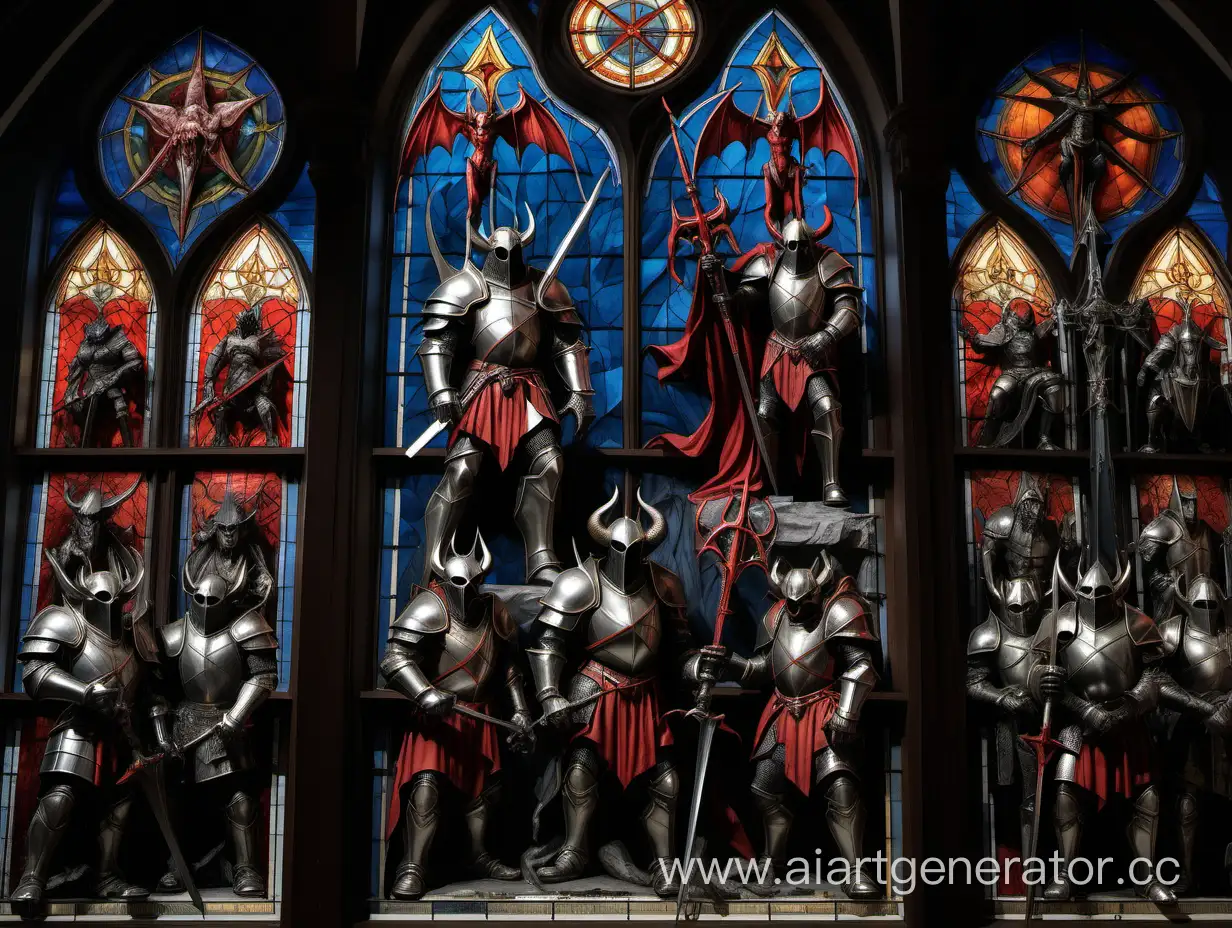 Armoured-Knights-Wielding-Pollaxes-in-Front-of-Satanic-Temple