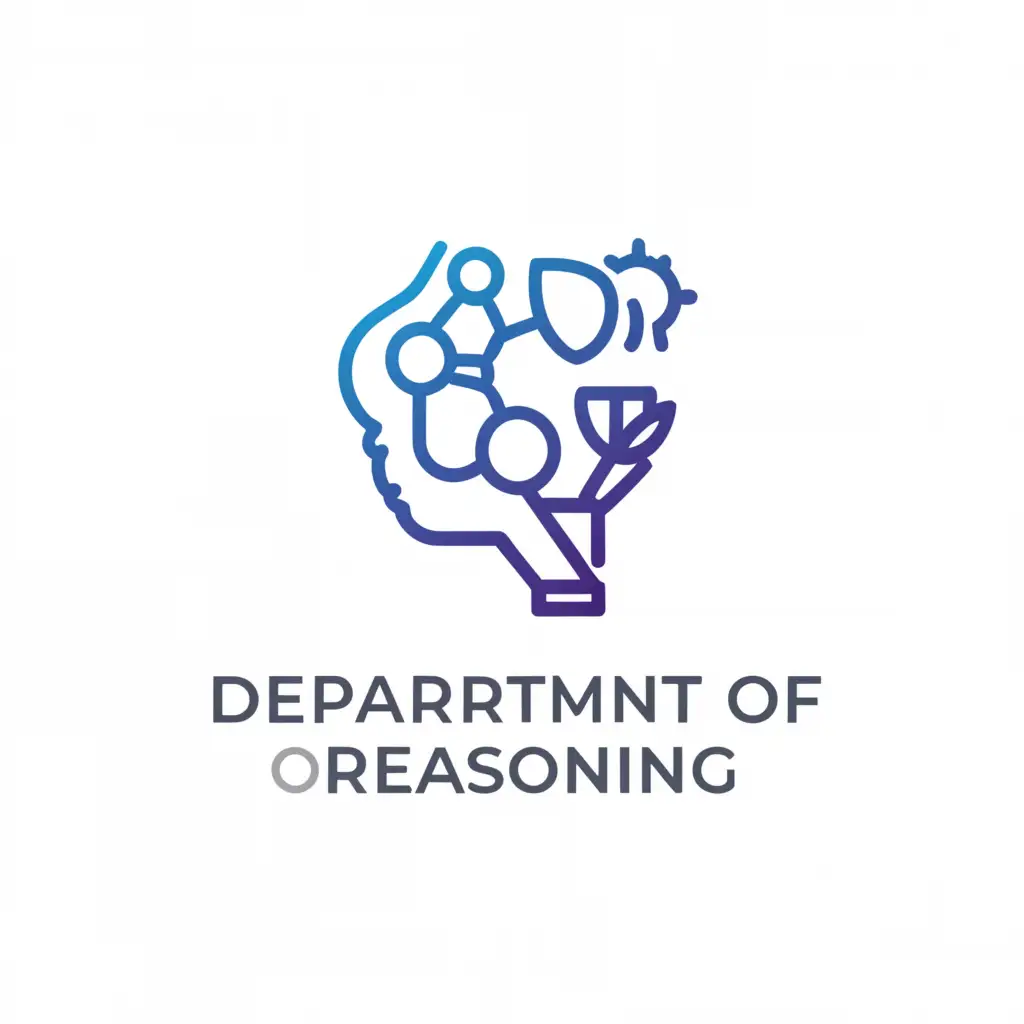 a logo design,with the text "Department of Reasoning", main symbol:blue, sun, lamp, book, brain,Moderate,be used in Education industry,clear background