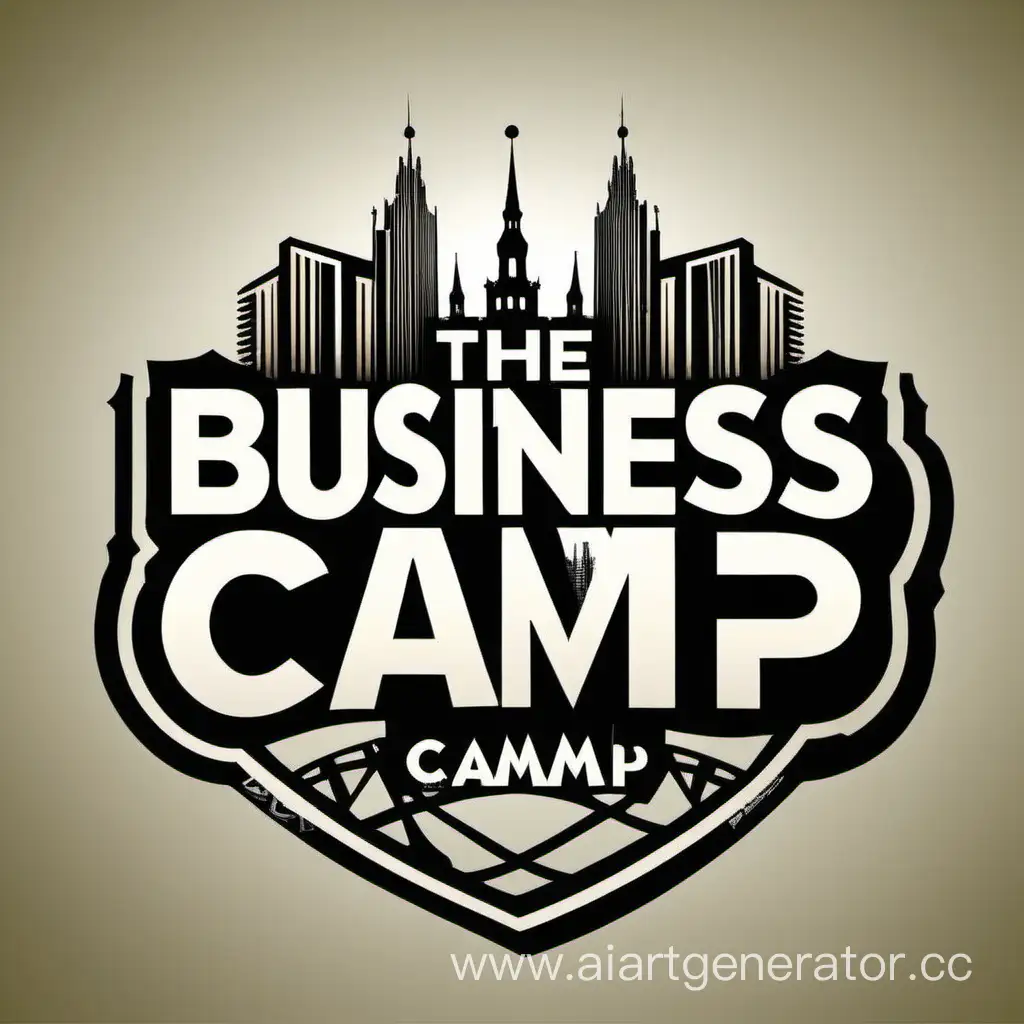 логотип для лагерной программы про бизнес, надпись на русском
