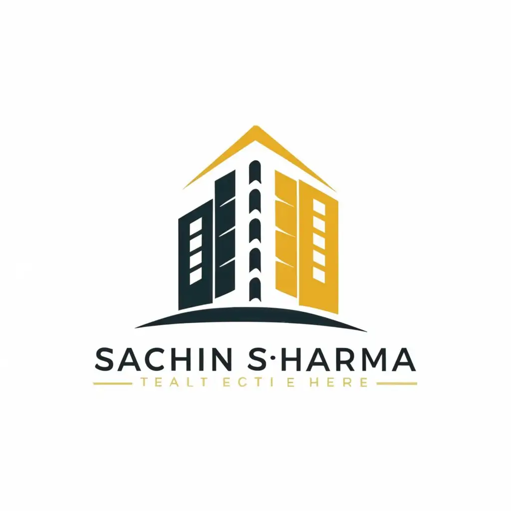 a logo design,with the text "Sachin Sharma", main symbol:Building in between the name,Moderate,be used in Real Estate industry,clear background