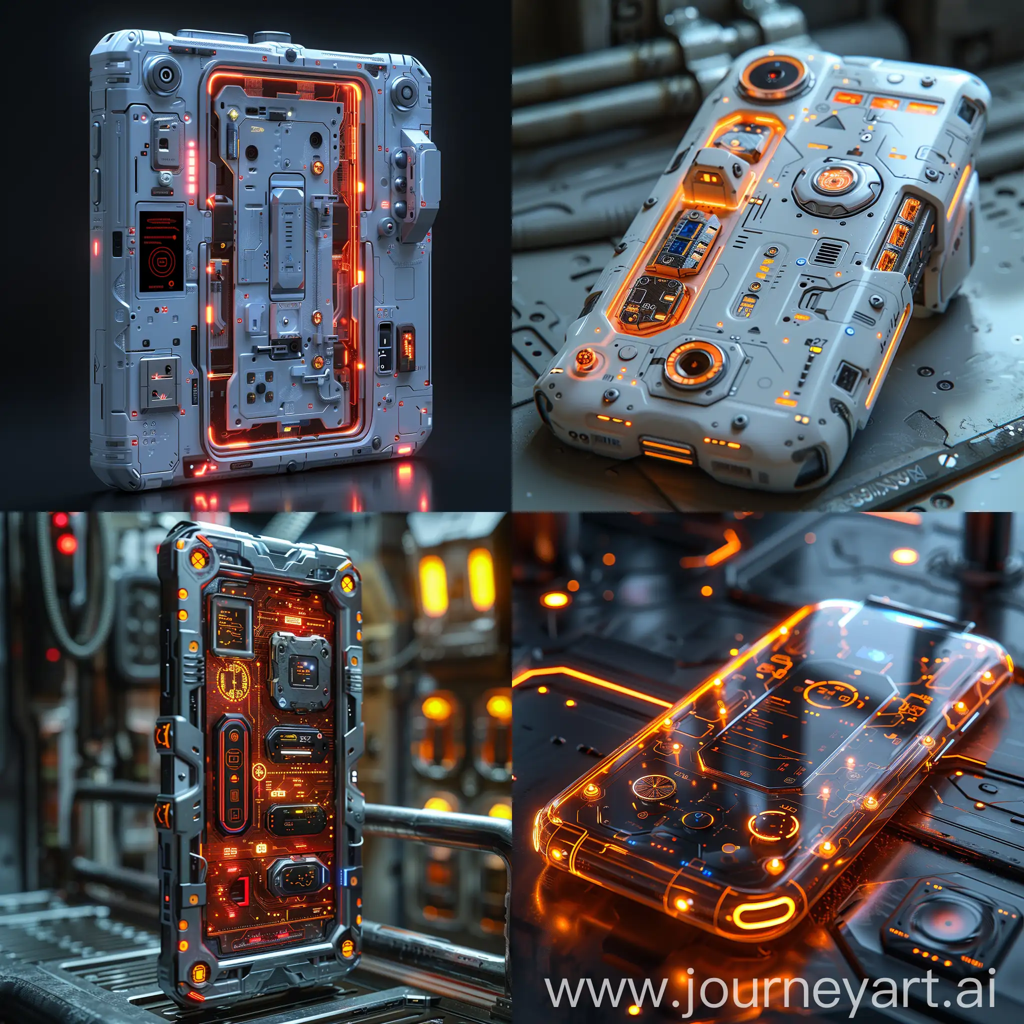 Futuristic modular smartphone, futuristic style of high tech, octane render --stylize 1000