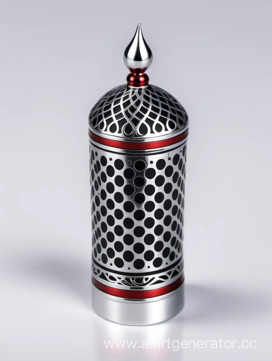 Ornamental-Zamac-Perfume-Cap-with-Arabesque-Pattern-in-Red-and-White