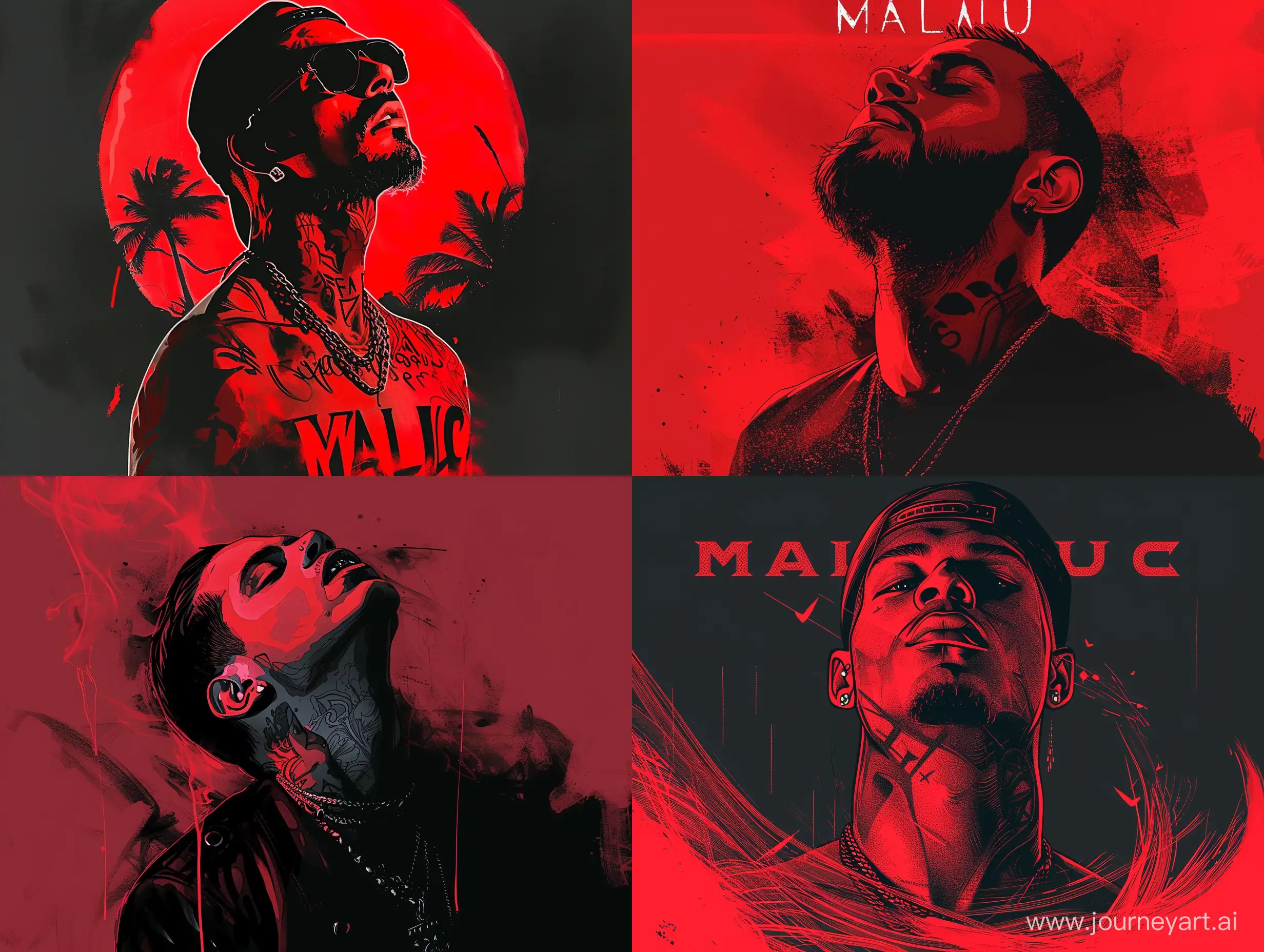 Maluma-Poster-Illustration-in-Striking-Black-and-Red-Color-Scheme