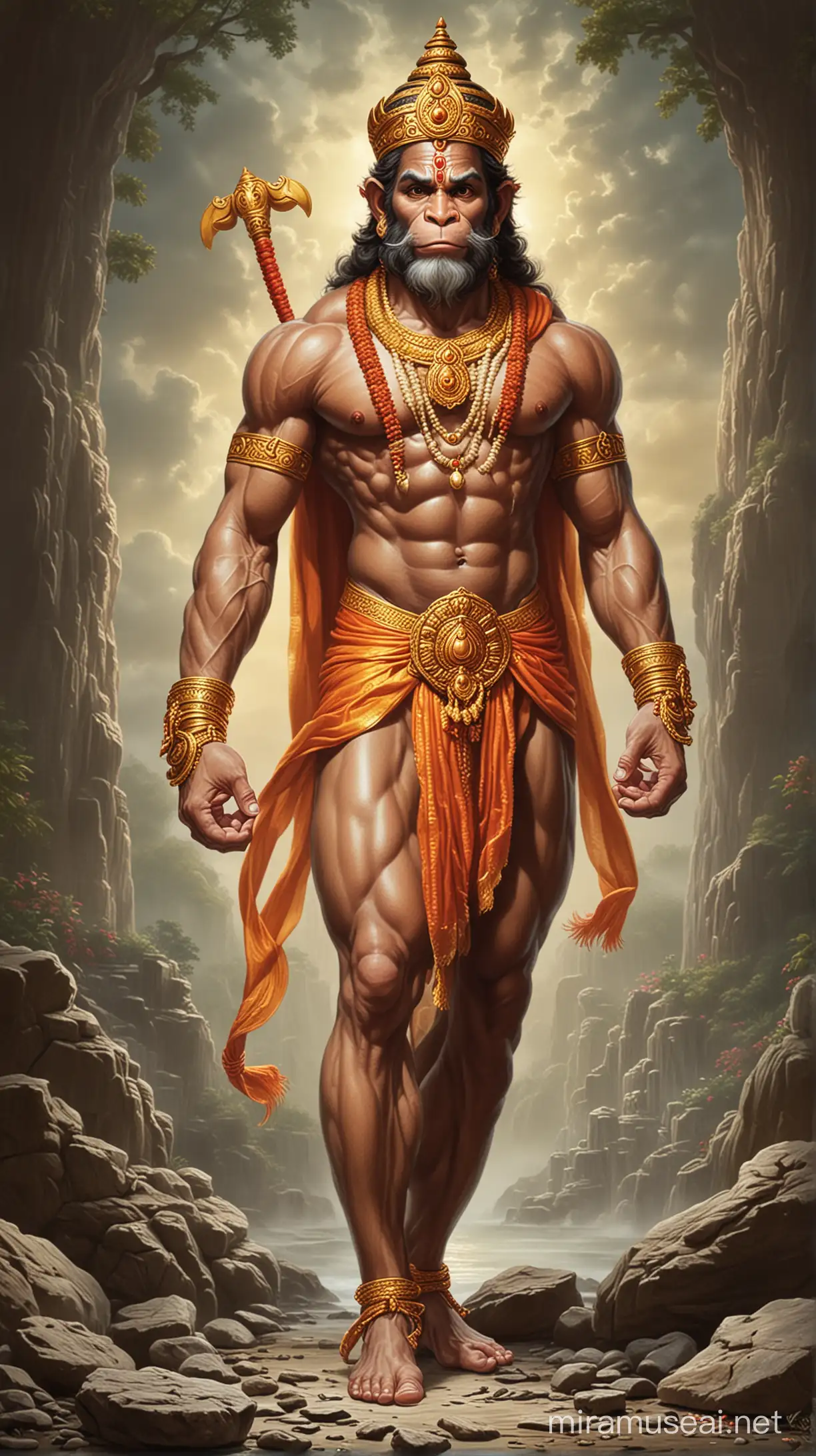 Majestic Lord Hanuman Statue Amidst Forest Serenity
