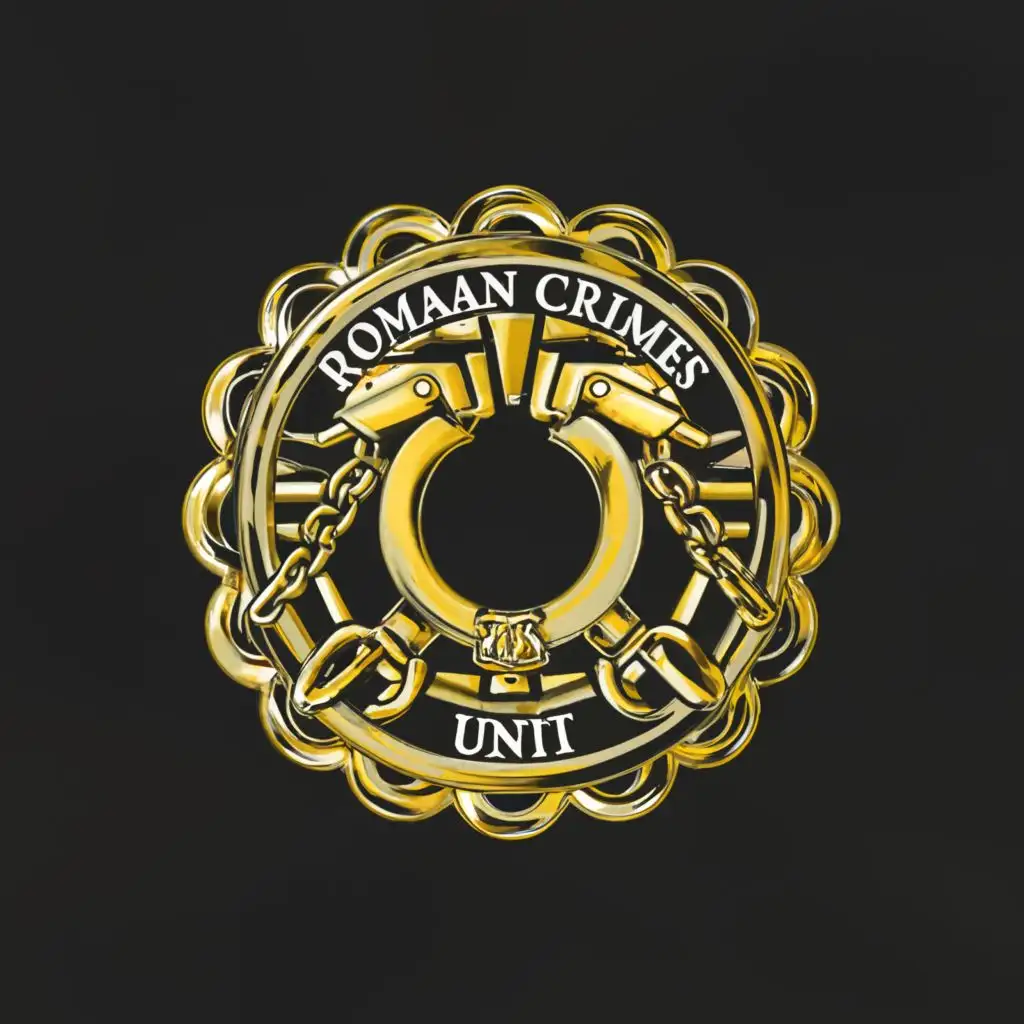 a logo design,with the text "Roman Crimes Unit", main symbol:Handcuffs in an FBI type logo,complex,be used in Legal industry,clear background