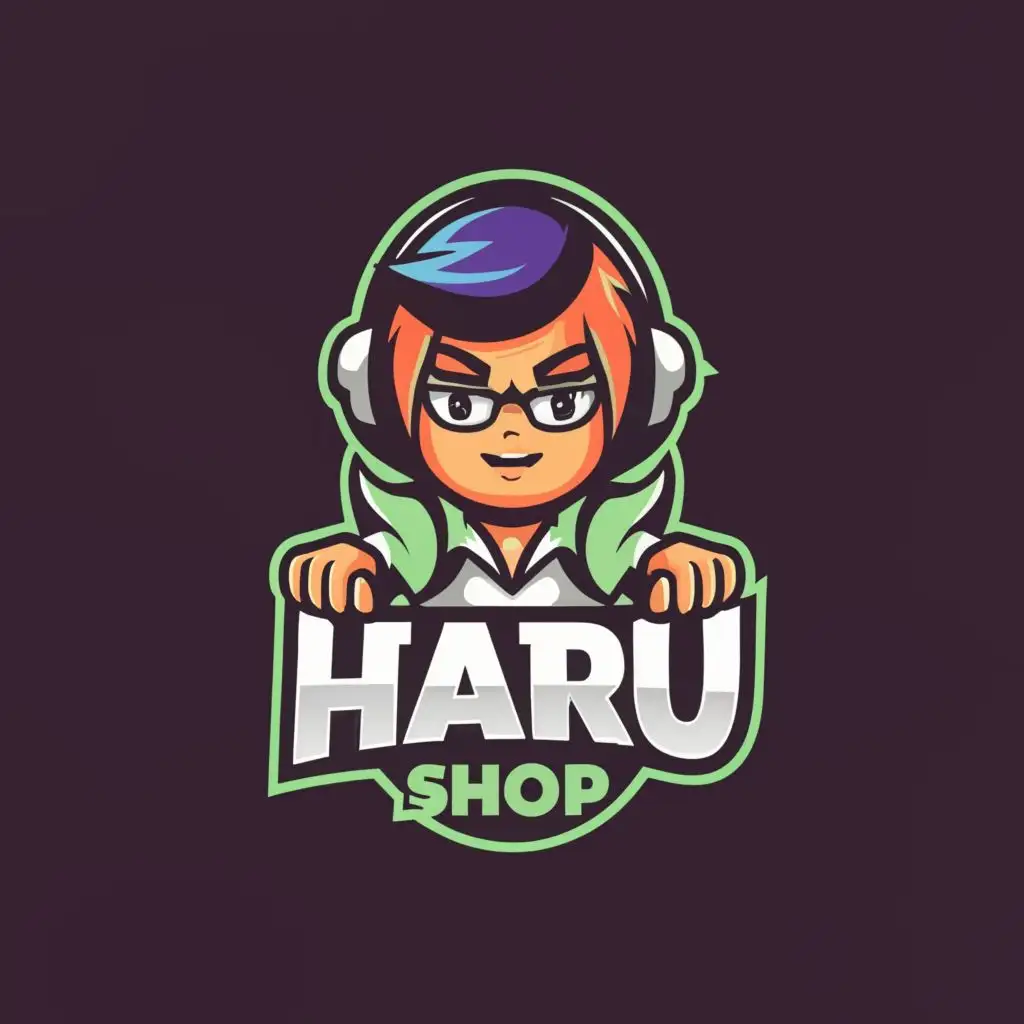 a logo design, with the text "Haru Shop", main symbol: Gamer, complex, to be used in the Entertainment industry, clear background