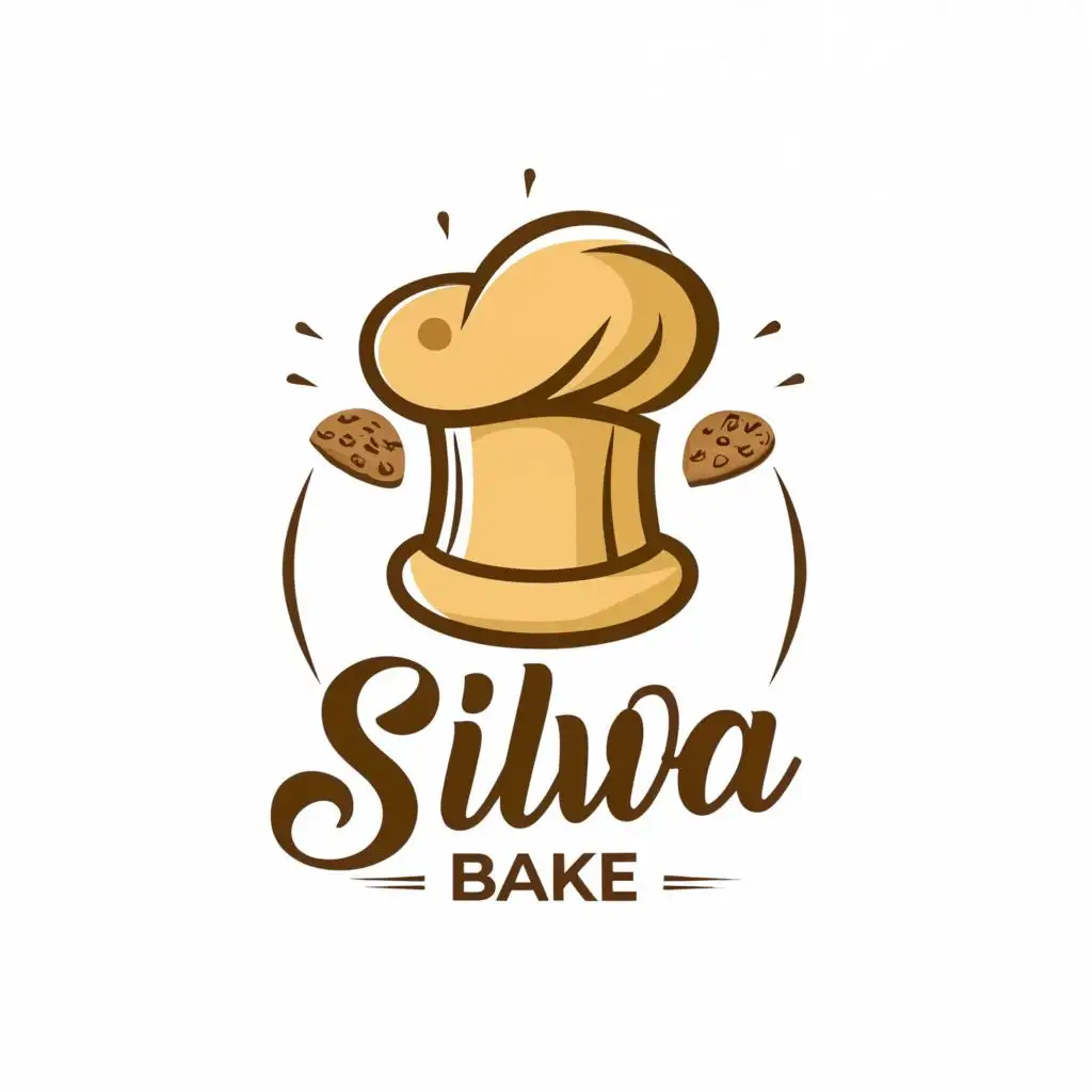 logo, S logo in a modern design with a bakers hat and cookies., with the text "Silva Bake", typography