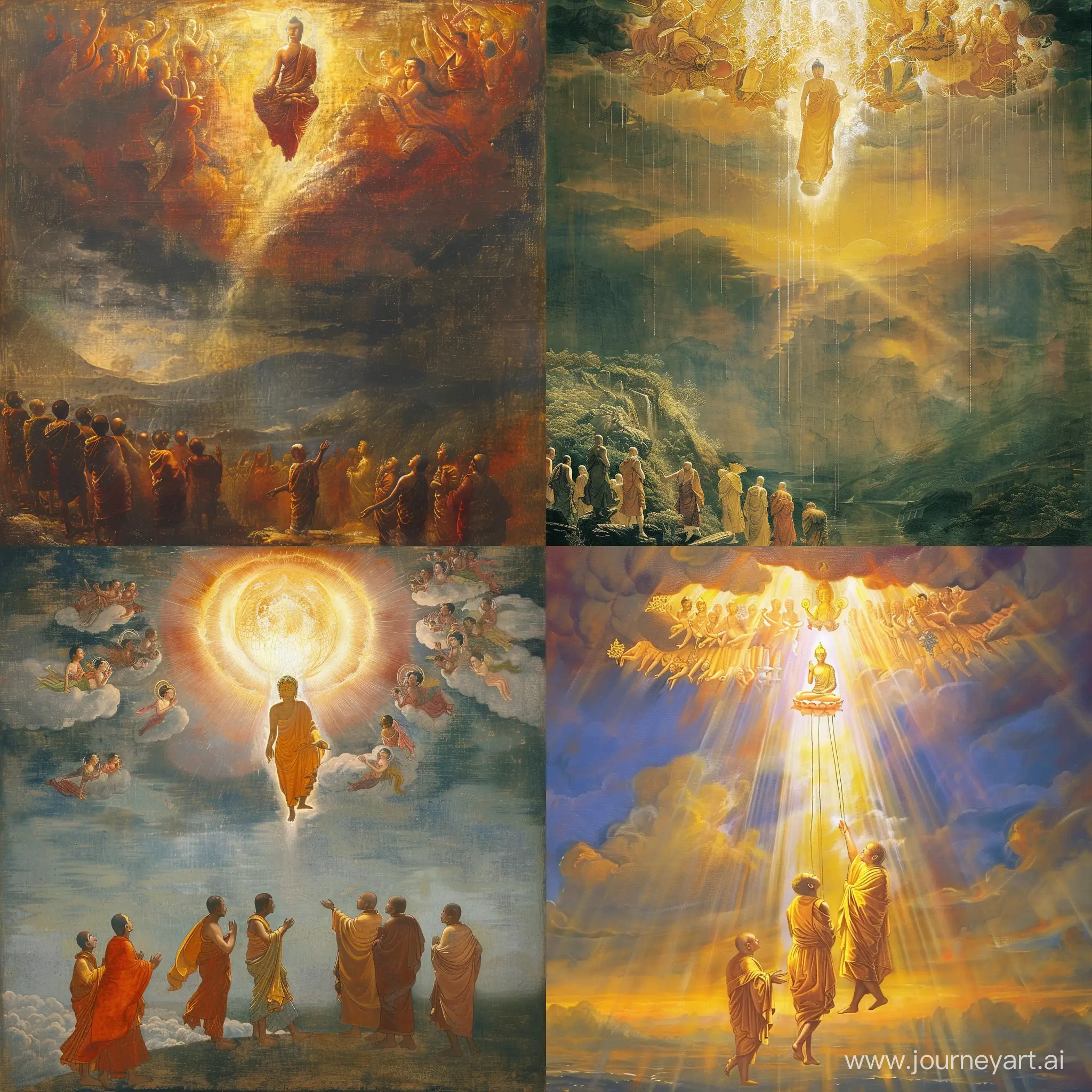 Buddha-Descending-from-Heaven-in-Serene-Blissful-Radiance