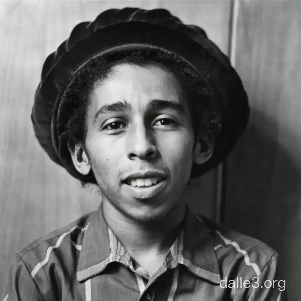 Bob Marley as a 10-year old Jewish boy wearing yarmulka on head