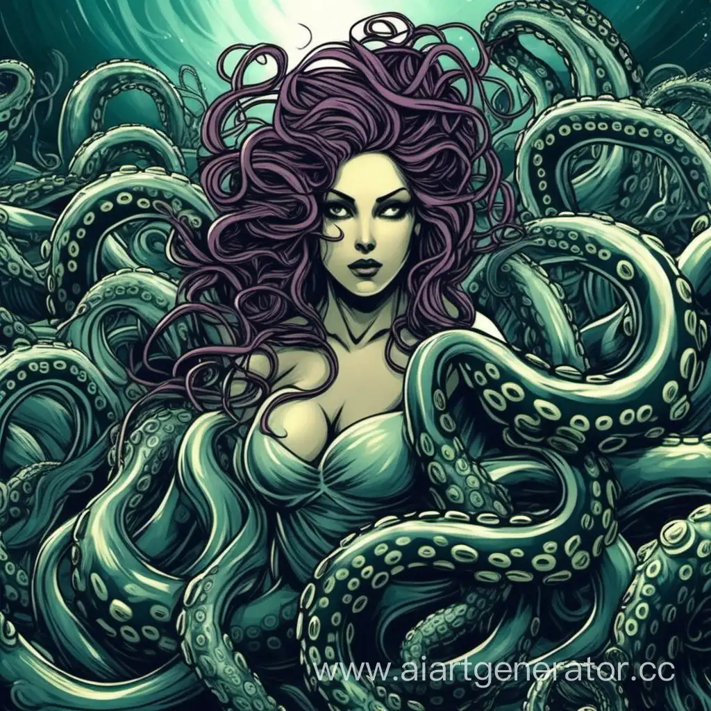 Elegant-Woman-with-Graceful-Tentacles-in-Surreal-Harmony