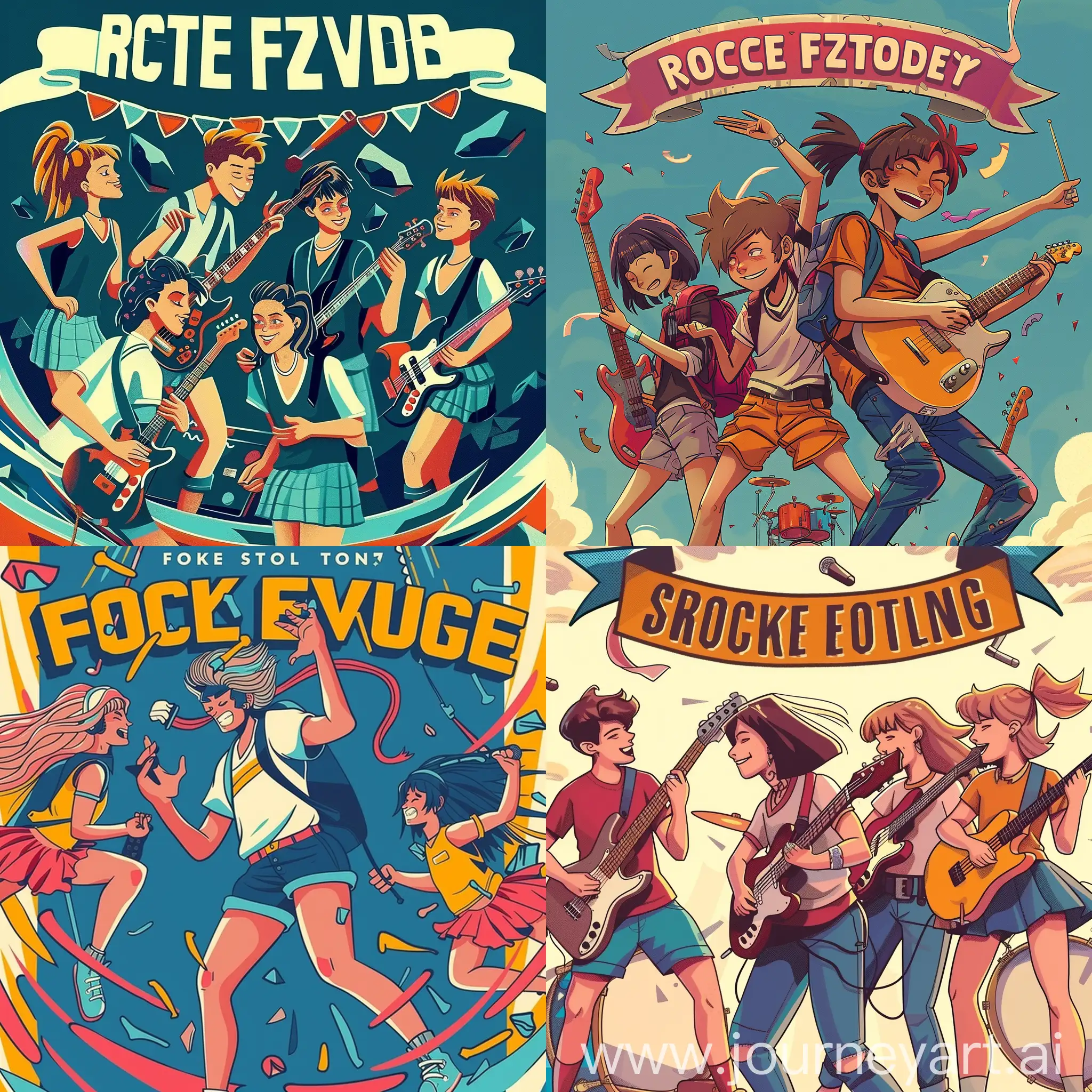 Create a poster for rock-festival, which has only school bands performing. 