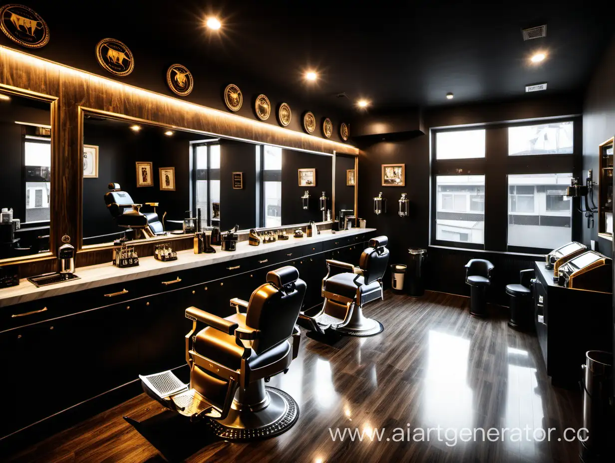 Luxurious-Golden-Bull-ClubStyle-Barbershop-with-Spacious-Ambiance