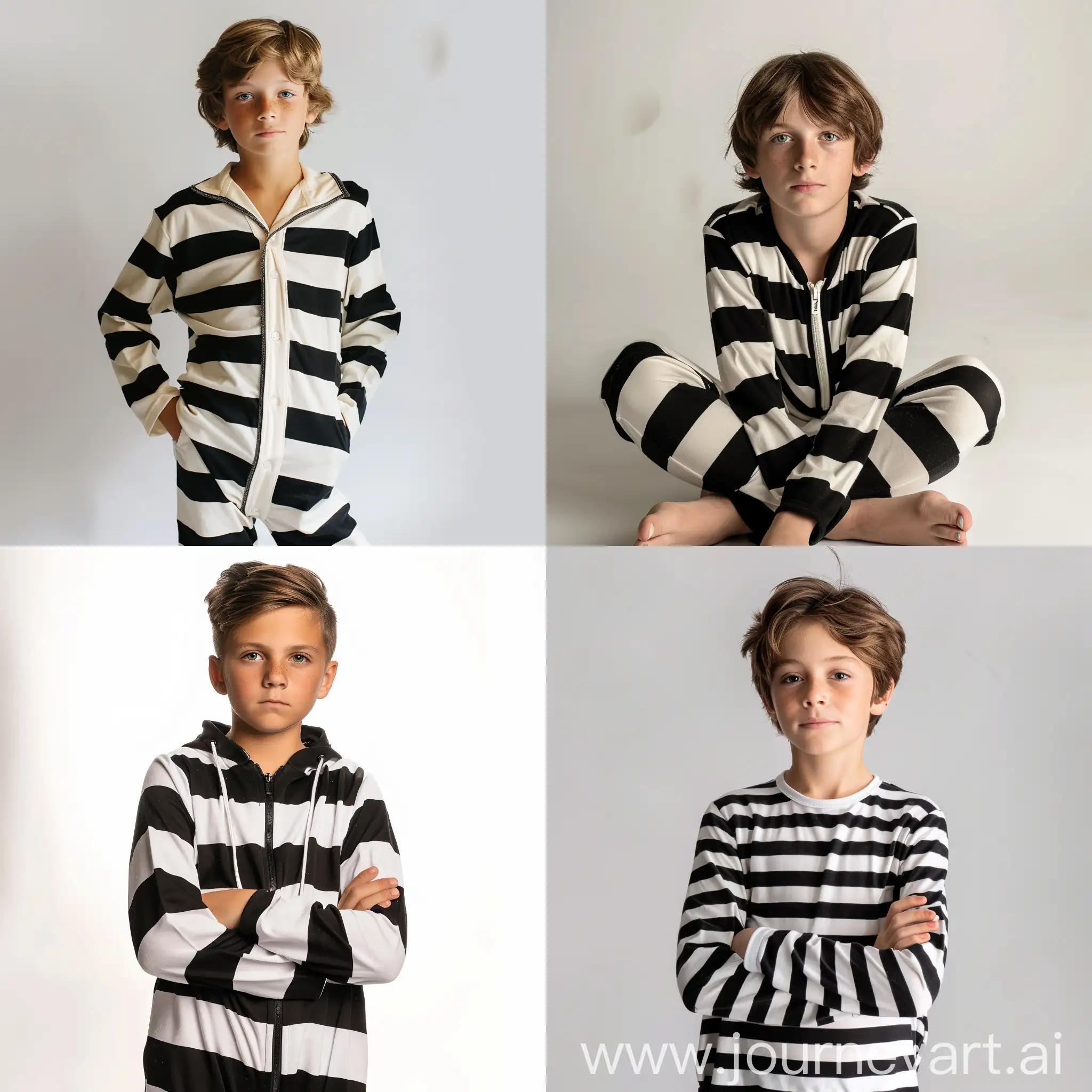 Adolescent-Boy-in-Striped-Onesie-Pajamas