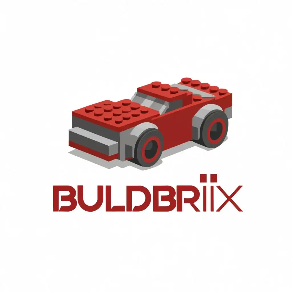 a logo design,with the text "BuildBrix", main symbol:I want a sports car made of lego e,Moderate,be used in Automotive industry,clear background