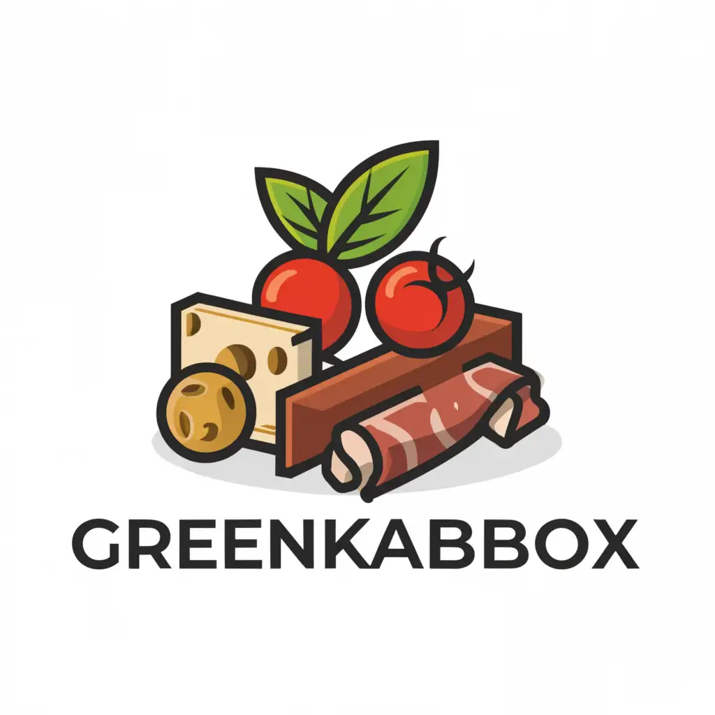 a logo design,with the text "GrenkaBox", main symbol:Basil, cherry tomatoes, Roquefort cheese, Parma ham, crouton,Умеренный,be used in Рестораны industry,clear background