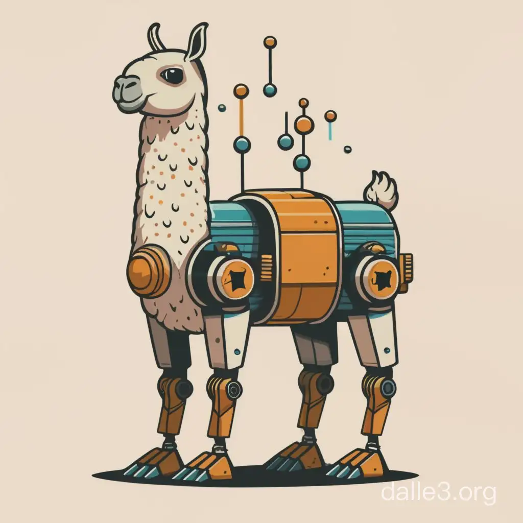 Llama robot, cartoon style