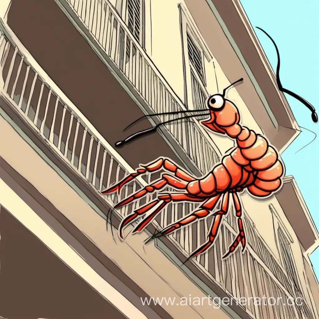 Curious-Shrimp-on-Balcony-Responds-to-Ringing-Bell