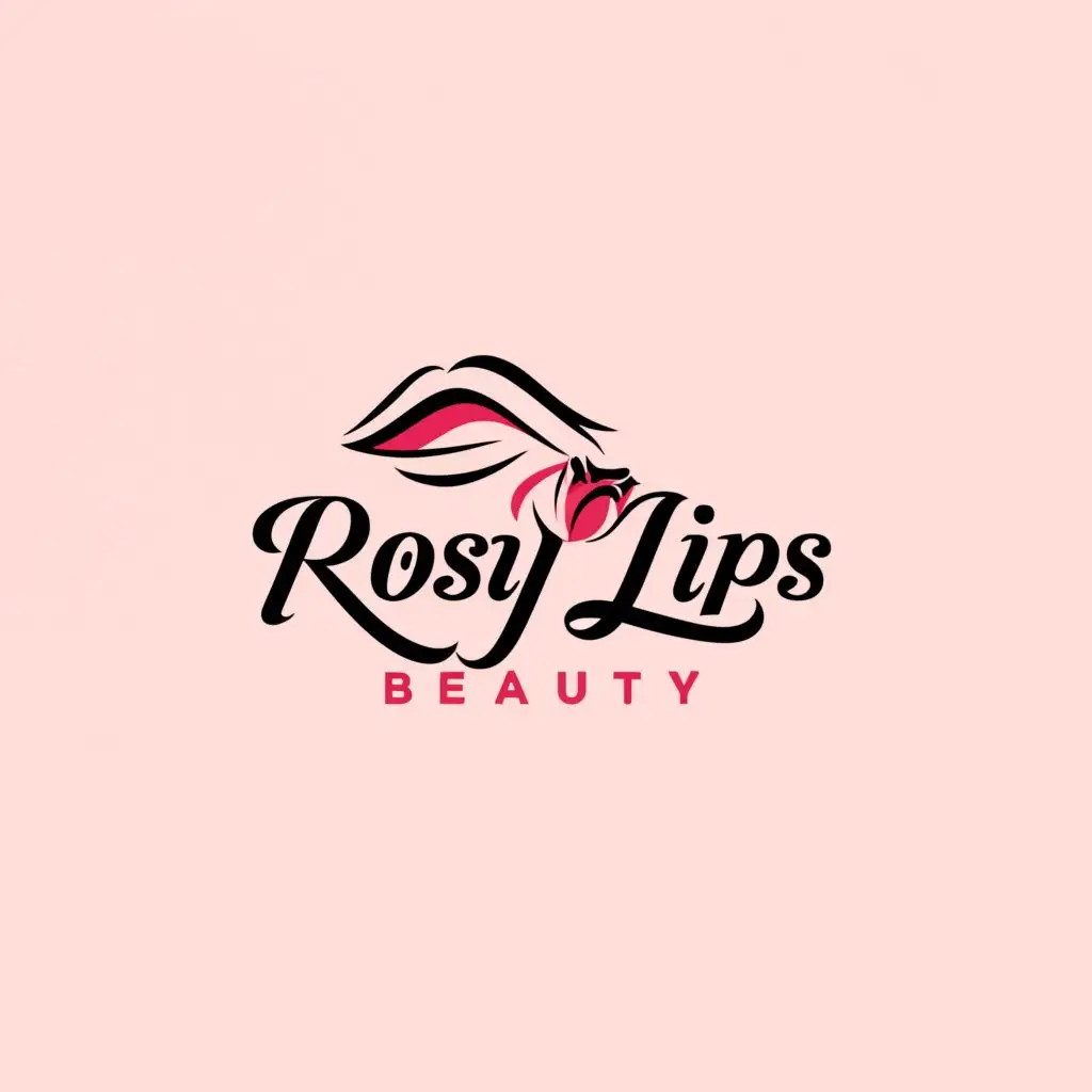 a logo design,with the text "Rosy Lips Beauty", main symbol:Rose and lips, in pinkish must be unique and modern,Moderate,be used in Beauty Spa industry,clear background