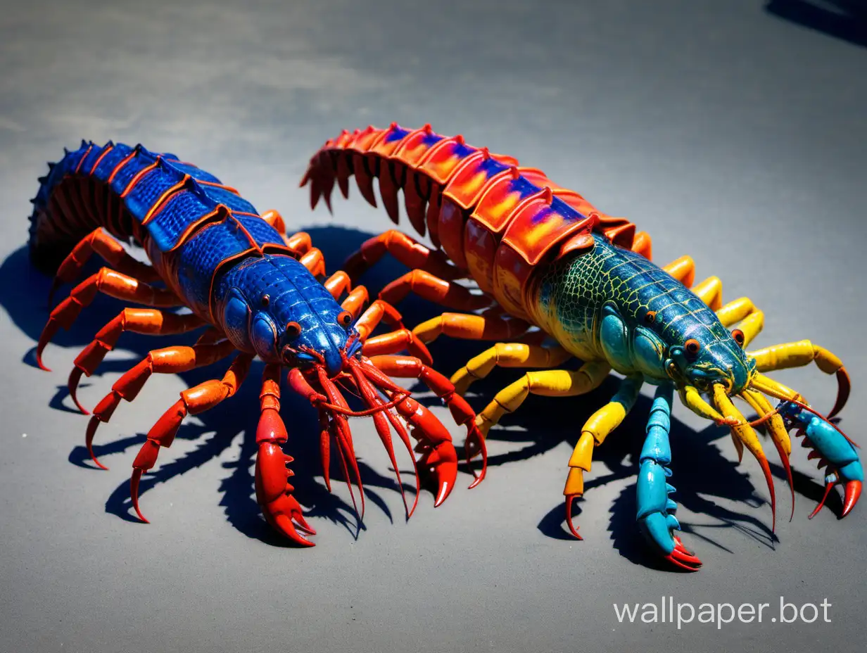 Colourful hybrid crocodile lobsters.