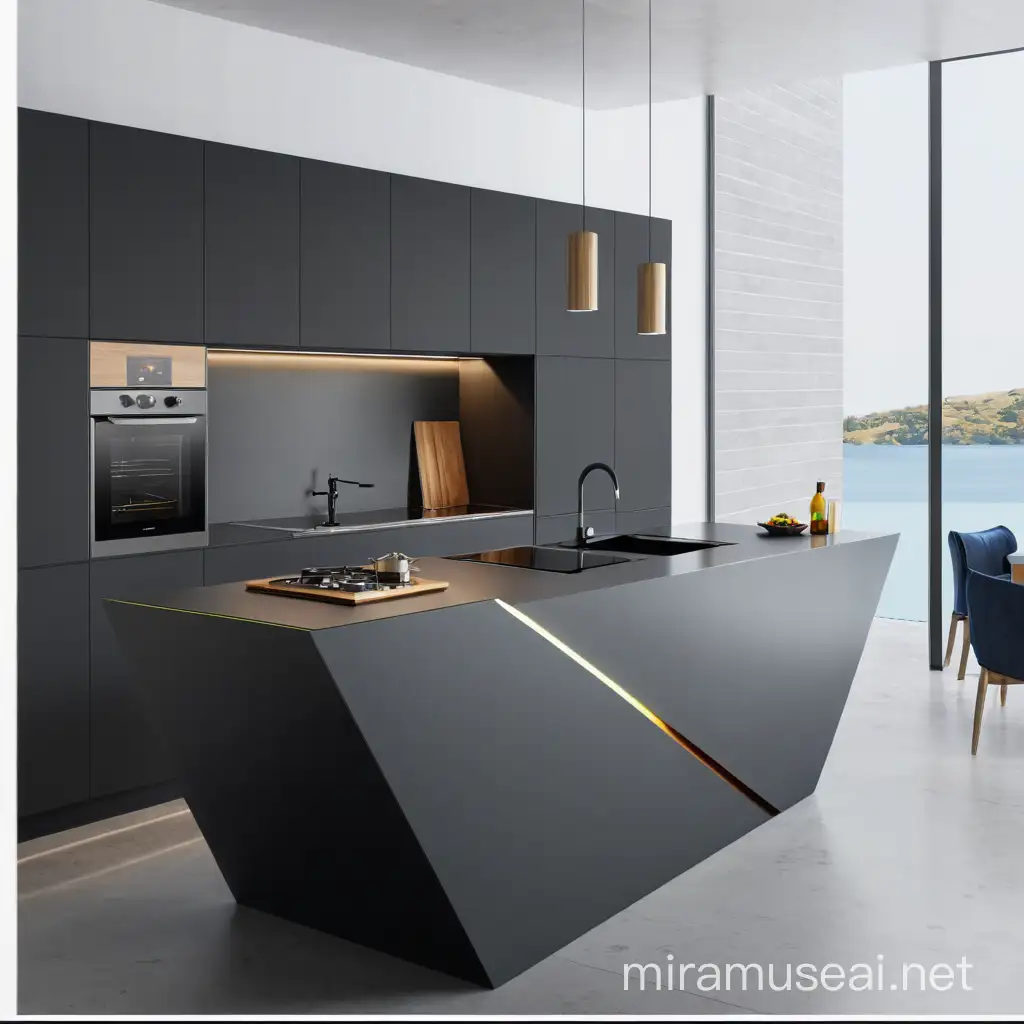 Modern Kitchen with Electric Hob on Island