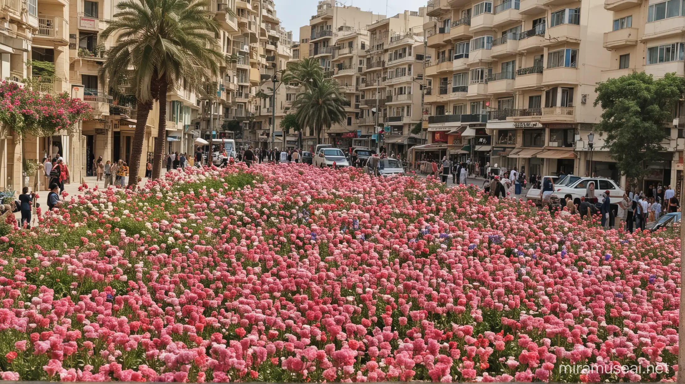 Colorful Flower Market in Beirut