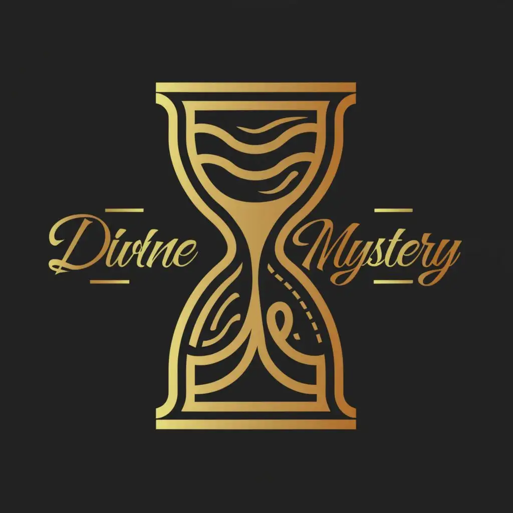 a logo design,with the text "Divine Mystery", main symbol:hourglass,complex,clear background