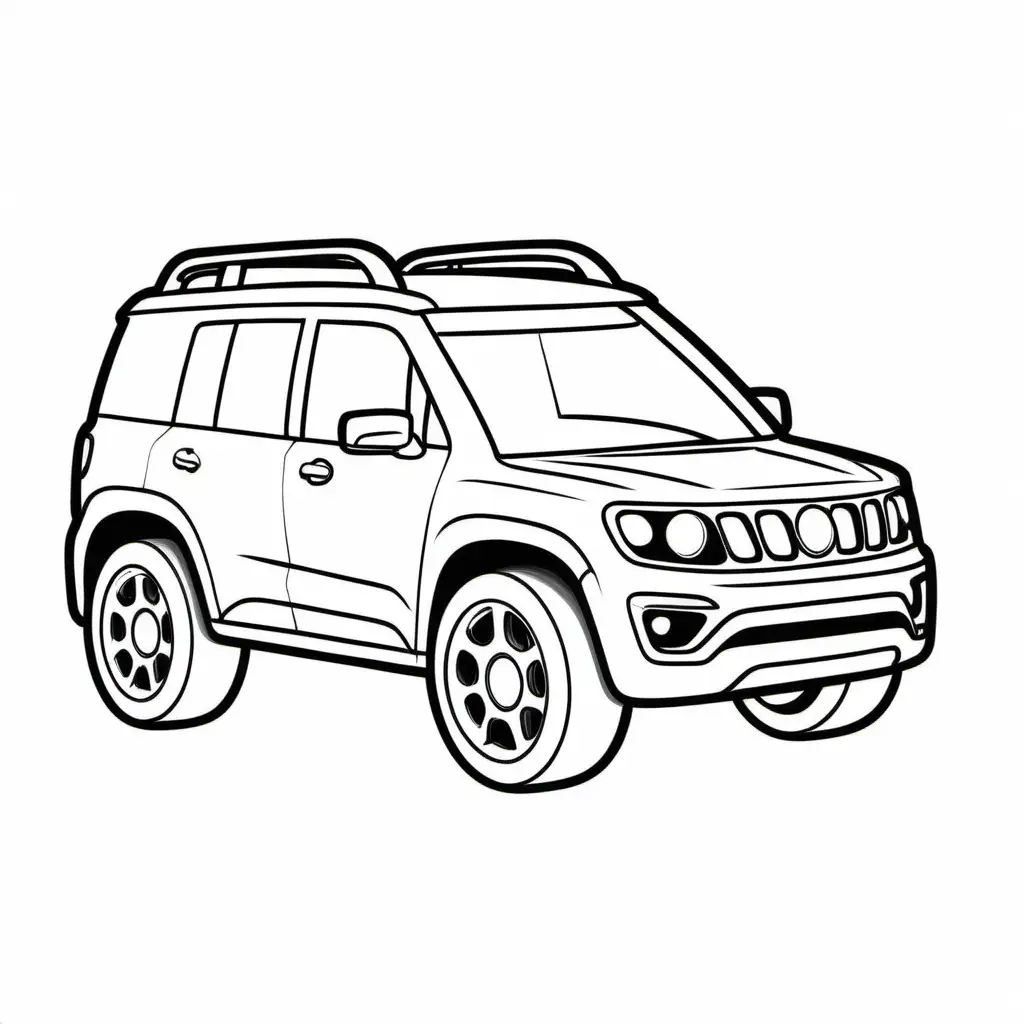 Vehicle without background , Coloring Page, black and white, line art, white background, Simplicity, Ample White Space. The background of the coloring page is plain white to make it easy for young children to color within the lines. The outlines of all the subjects are easy to distinguish, making it simple for kids to color without too much difficulty