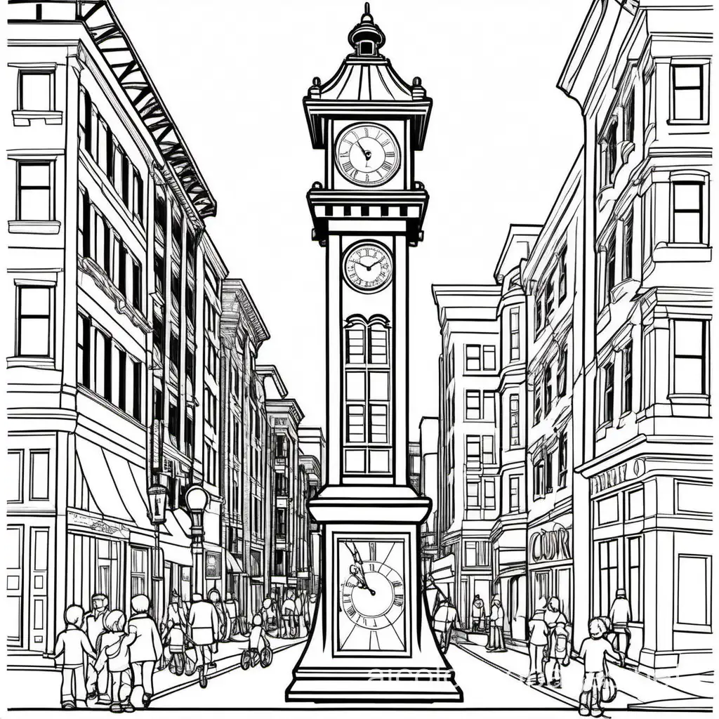 Vancouver-Gastown-Steam-Clock-Coloring-Page-for-Kids